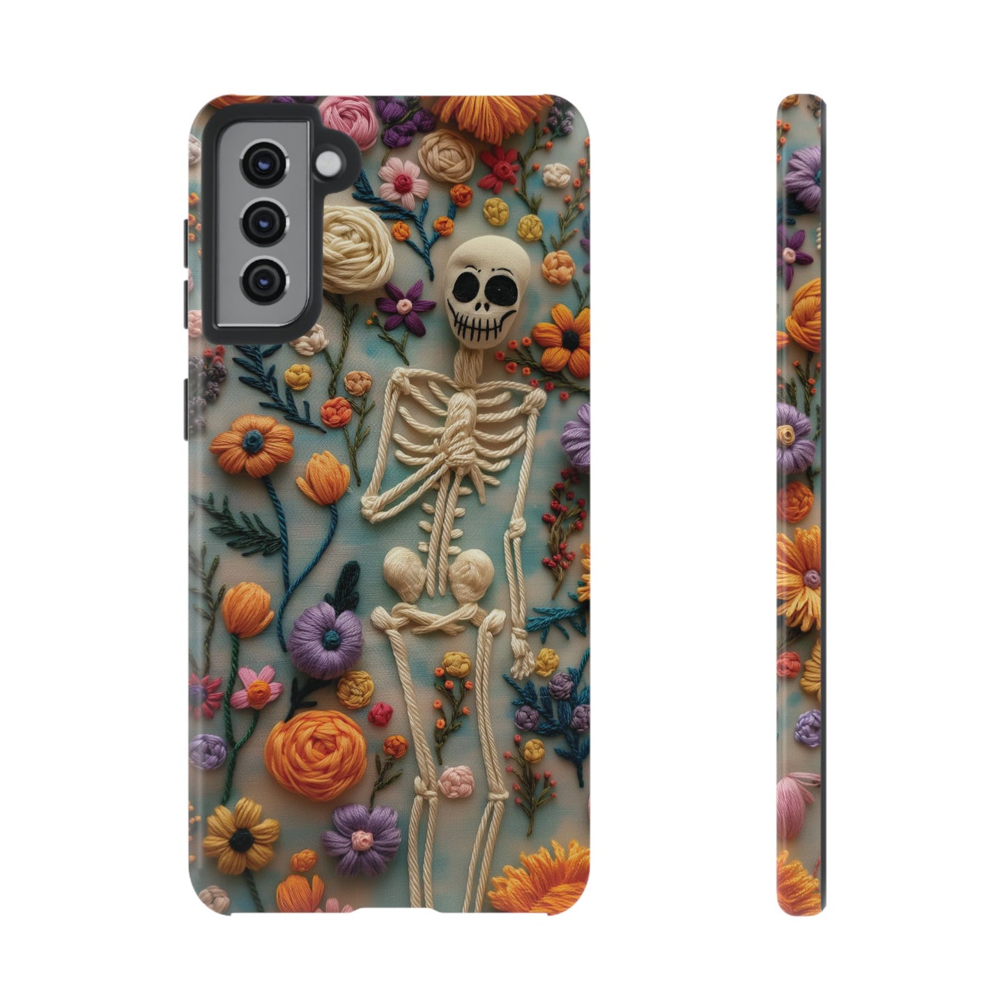 Spooky Floral Skeleton Phone Case – Unique Artistic Design for iPhone, Samsung, Google Pixel