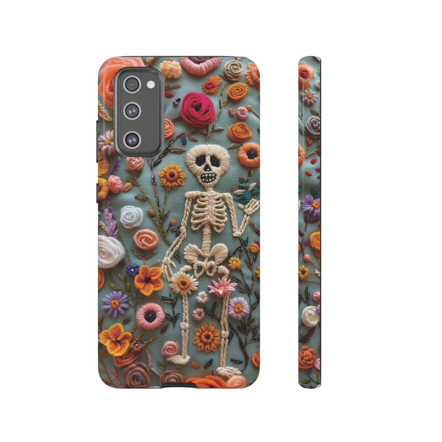 Gothic Floral Skeleton Phone Case – Unique Artistic Design for iPhone, Samsung, Google Pixel