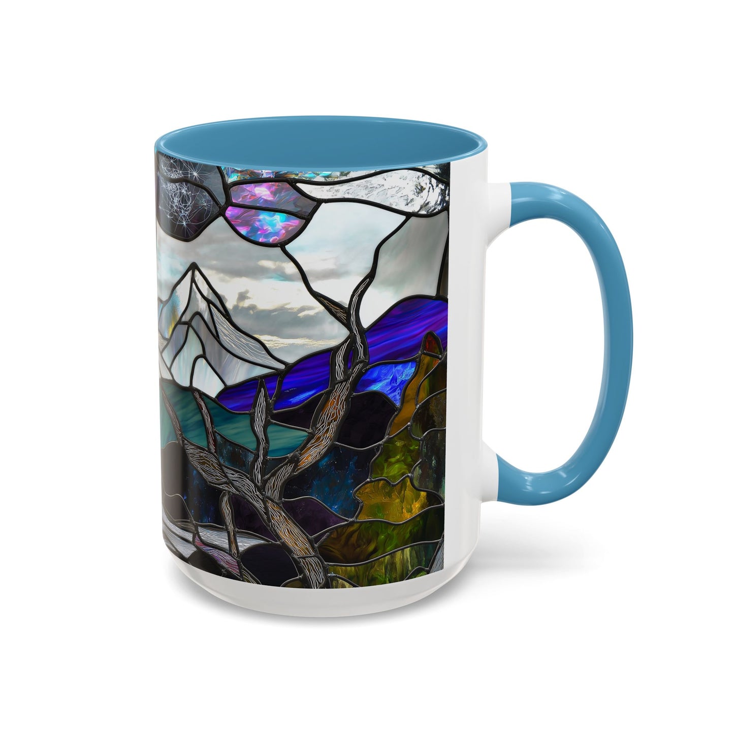 Stained Glass Mountains Mug Mountain Range Coffee Mug Outdoor Lover Gift Outdoor Designs Cup Adventure Mug Hiking Moutain Lover Gift 15oz