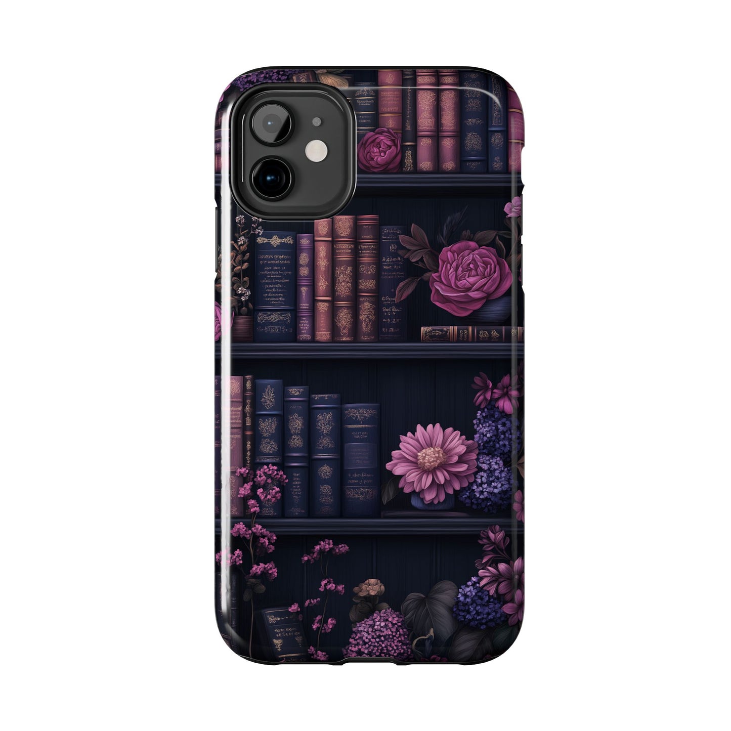 Goth dark academia books floral purple Phone
