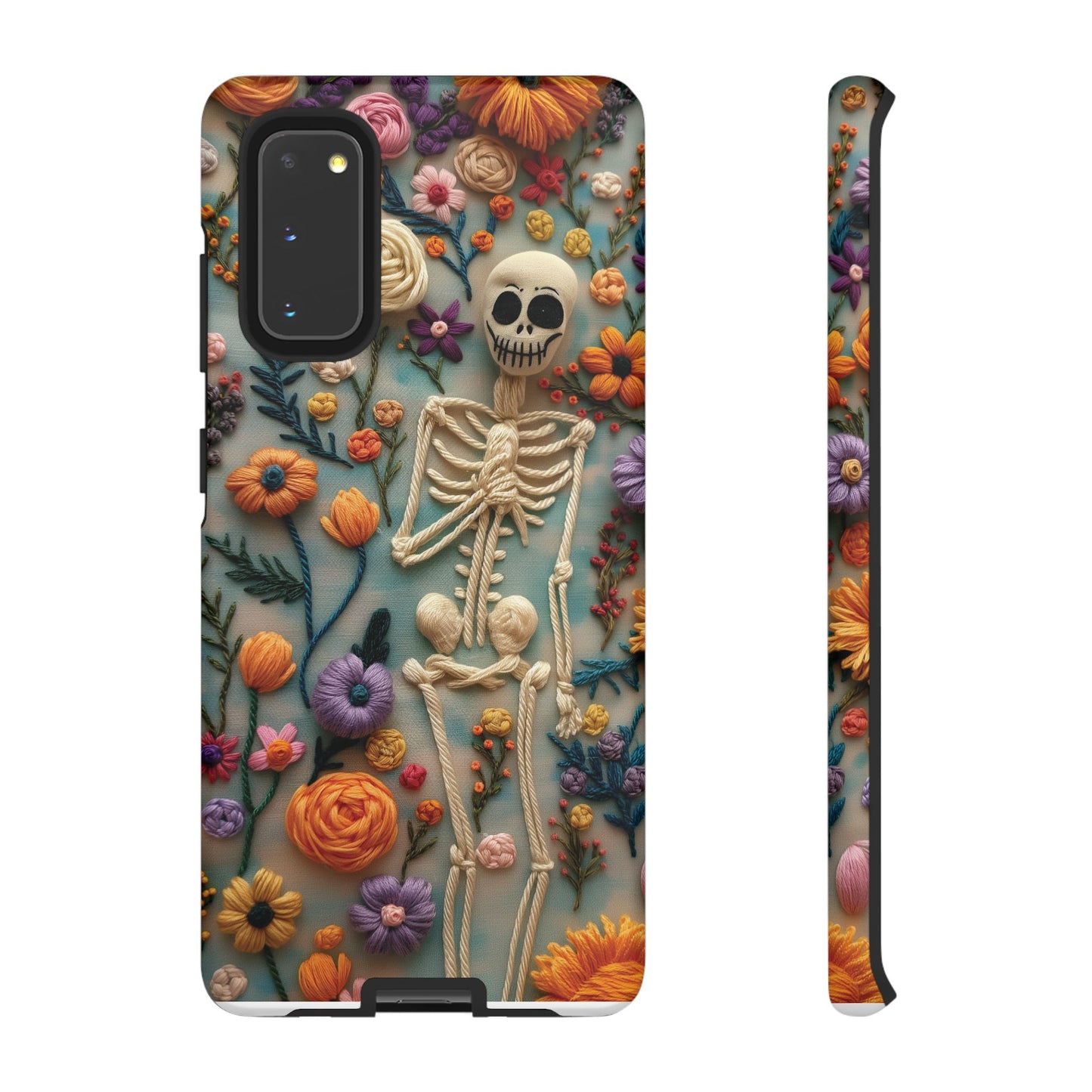Spooky Floral Skeleton Phone Case – Unique Artistic Design for iPhone, Samsung, Google Pixel