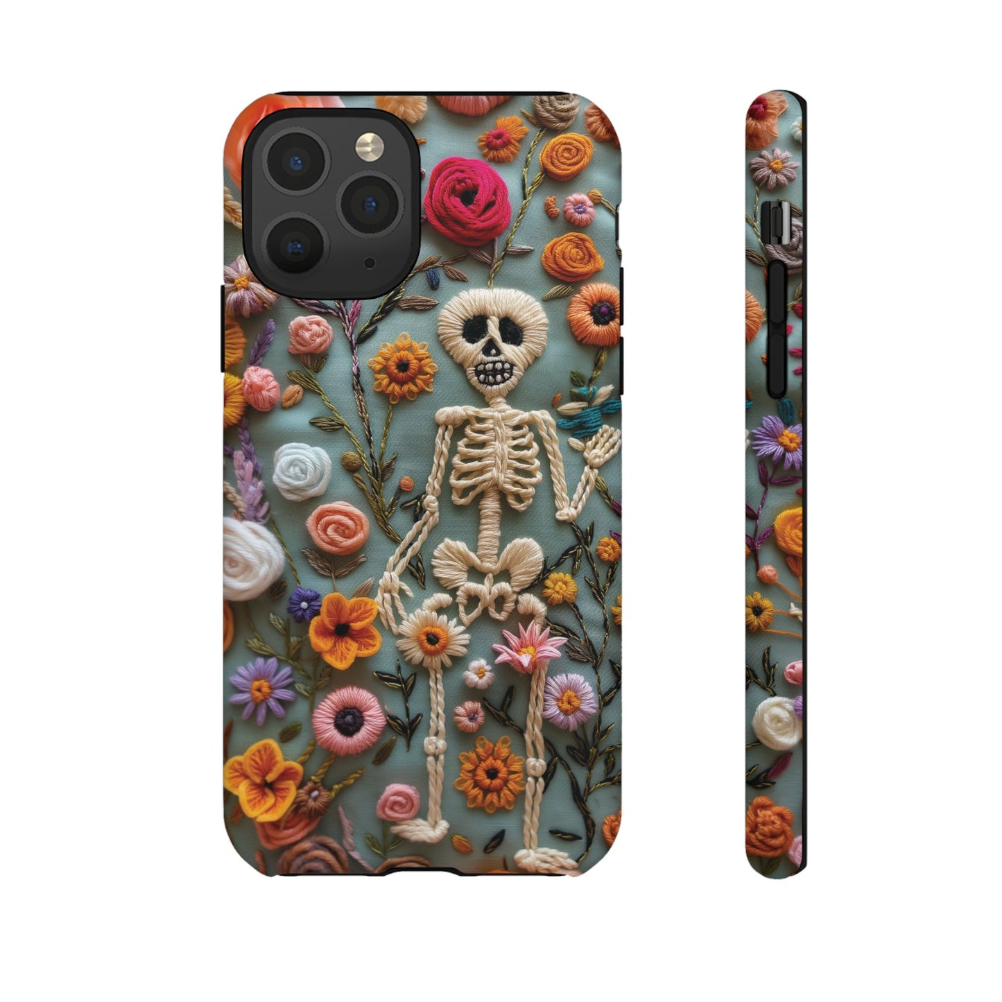 Gothic Floral Skeleton Phone Case – Unique Artistic Design for iPhone, Samsung, Google Pixel - NovaFlair