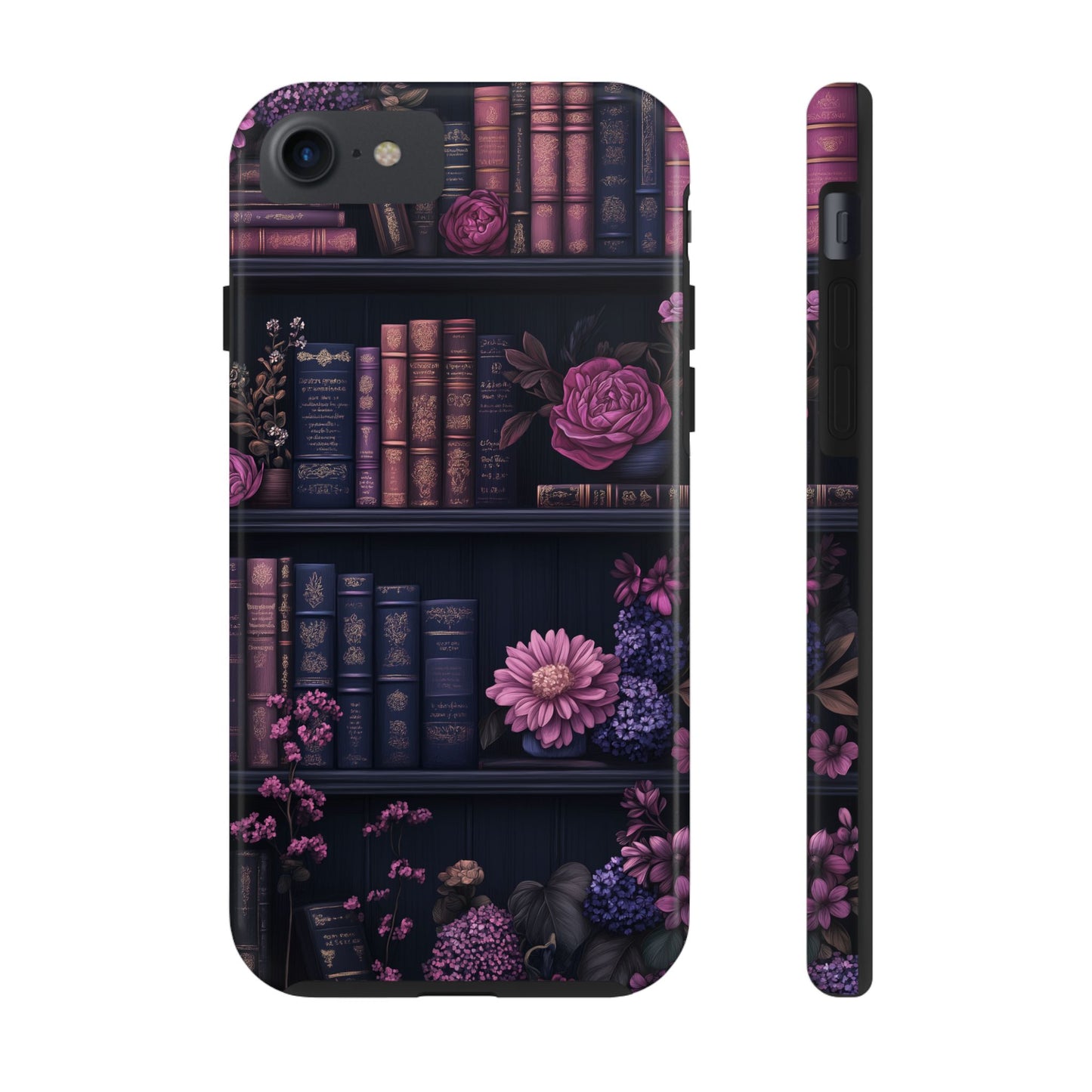 Goth dark academia books floral purple Phone