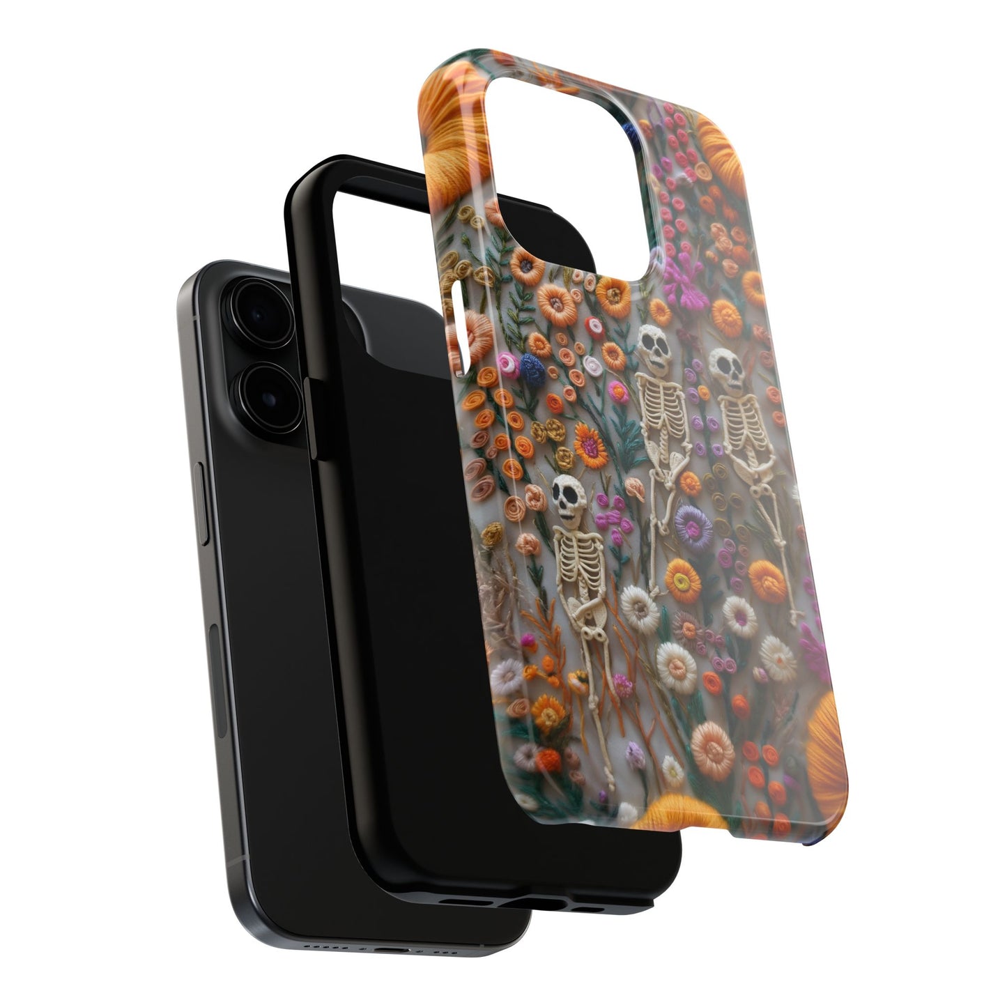 Vintage Skeletons in Floral Bloom Phone Case – Unique Artistic Design for iPhone, Samsung, Tough cases