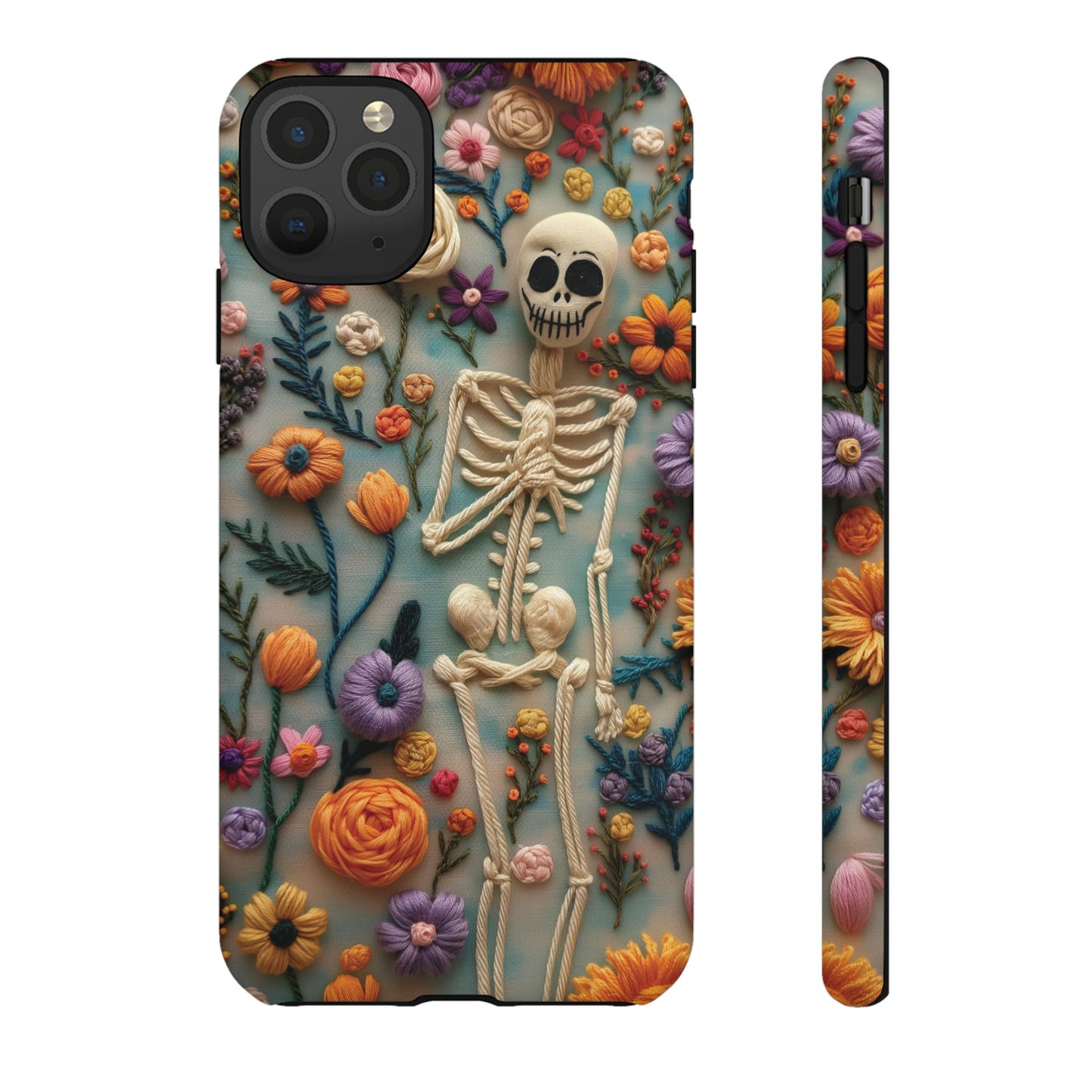 Spooky Floral Skeleton Phone Case – Unique Artistic Design for iPhone, Samsung, Google Pixel