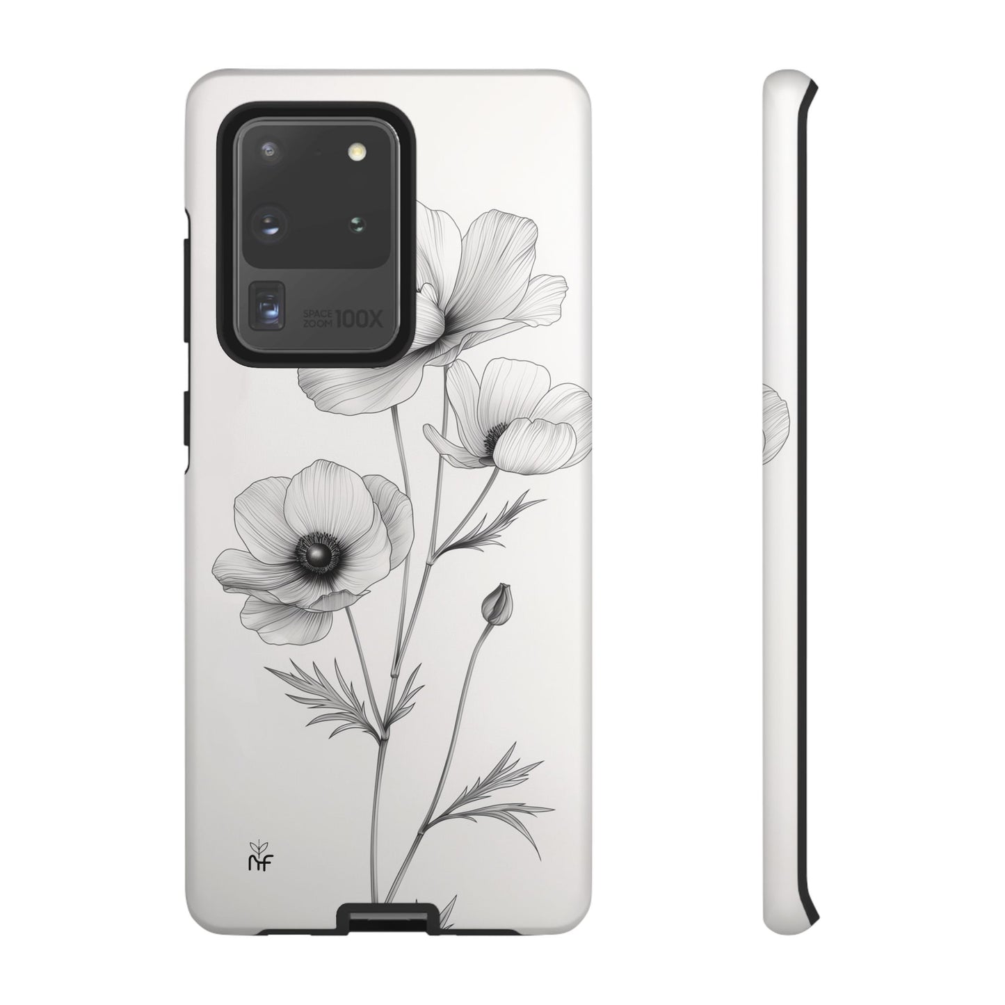 Elegant Monochrome Floral Phone Case – Minimalist Modern Design for iPhone, Samsung, Google Pixel Tough Case - NovaFlair