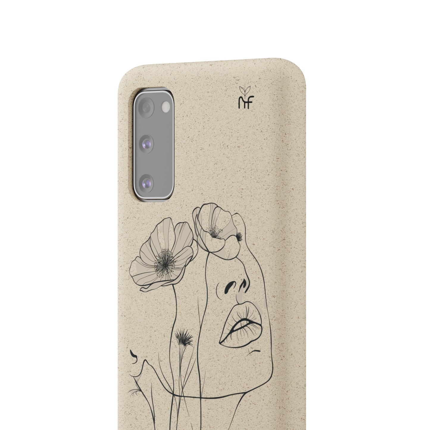 Minimalist Floral Line Art Biodegradable Phone Case – Elegant Eco-Friendly Design for iPhone, Samsung Tough Case