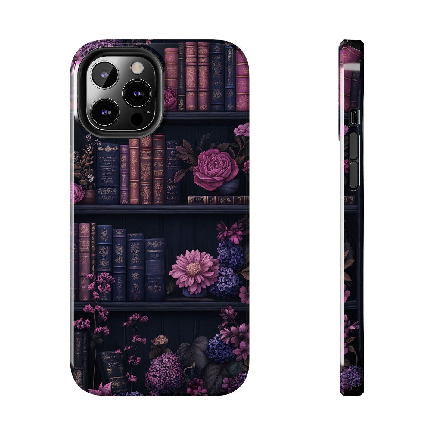 Goth dark academia books floral purple Phone