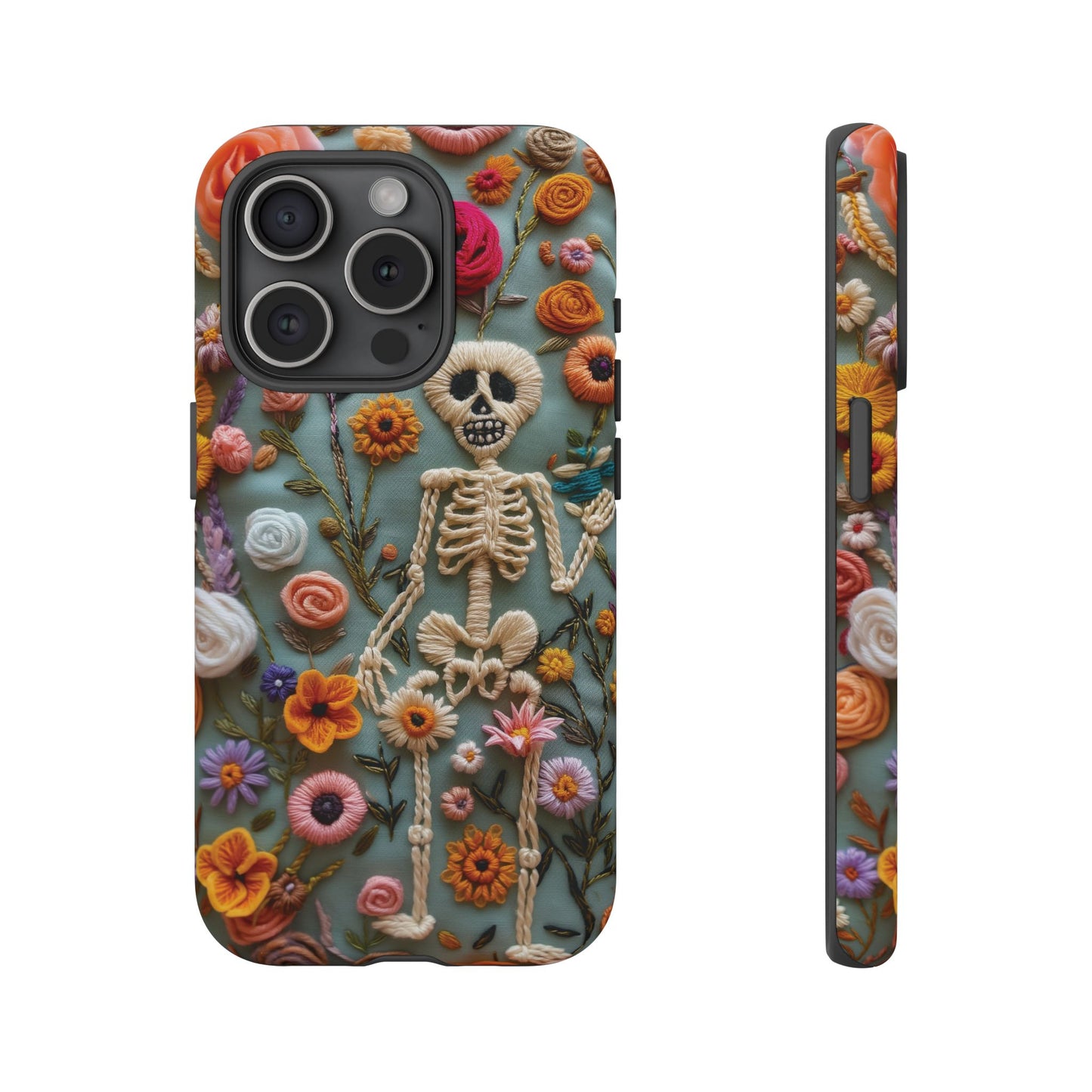 Gothic Floral Skeleton Phone Case – Unique Artistic Design for iPhone, Samsung, Google Pixel