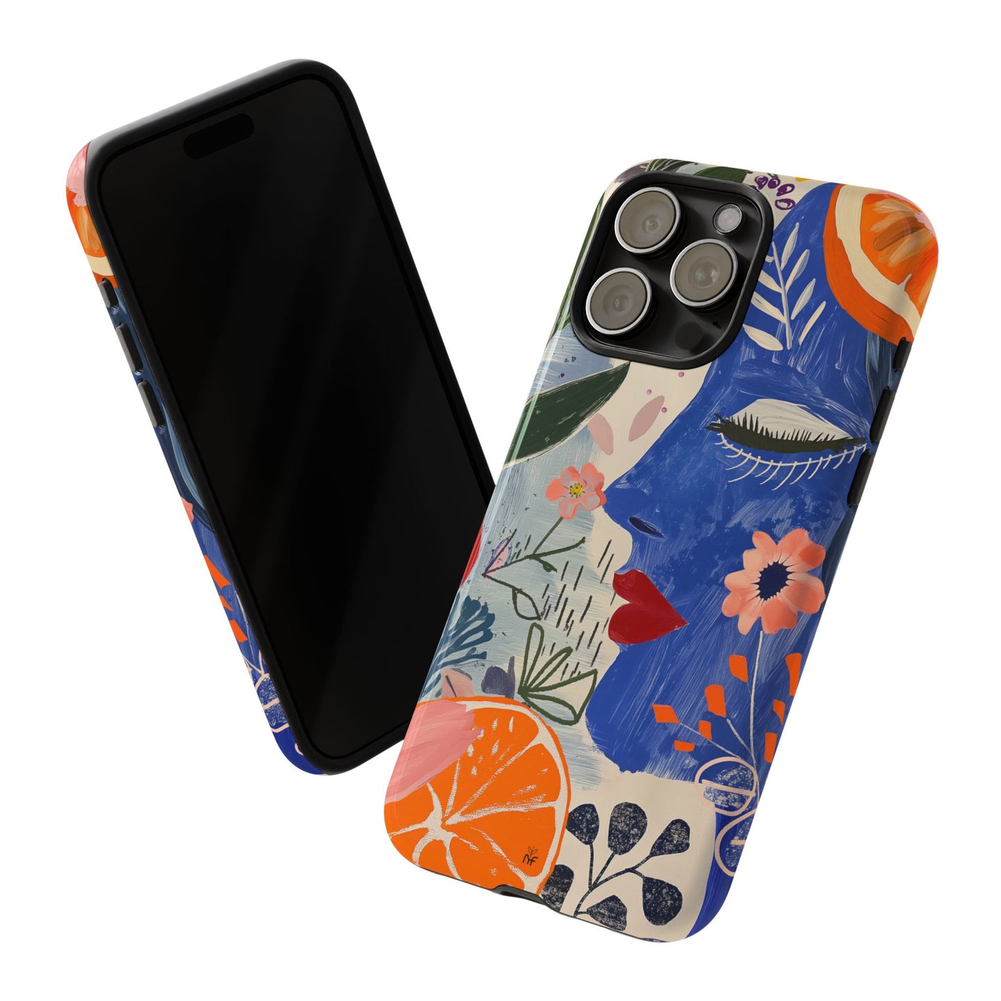 Vibrant Abstract Face & Floral Phone Case – Artistic Design for iPhone, Samsung, Google Pixel