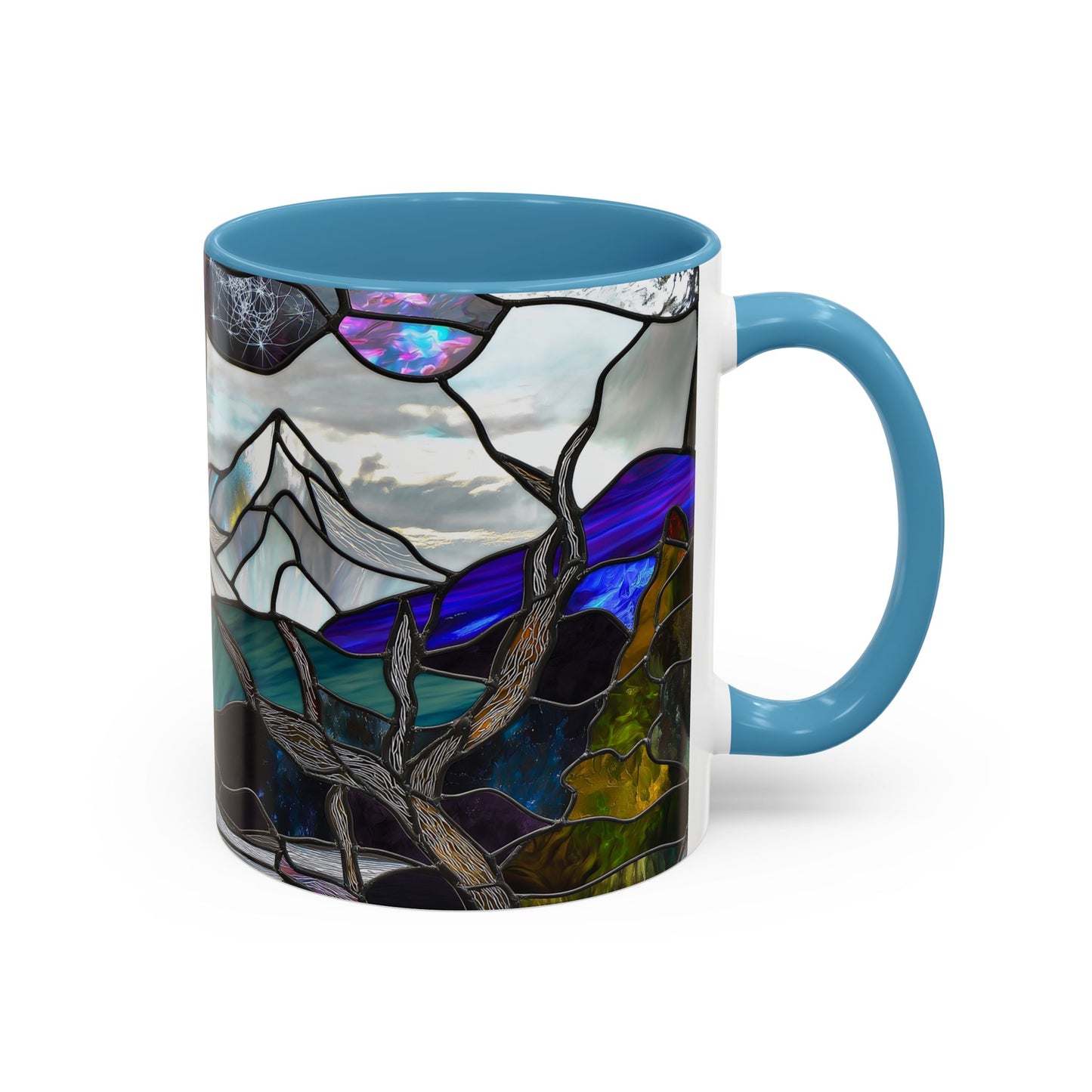 Stained Glass Mountains Mug Mountain Range Coffee Mug Outdoor Lover Gift Outdoor Designs Cup Adventure Mug Hiking Moutain Lover Gift 15oz