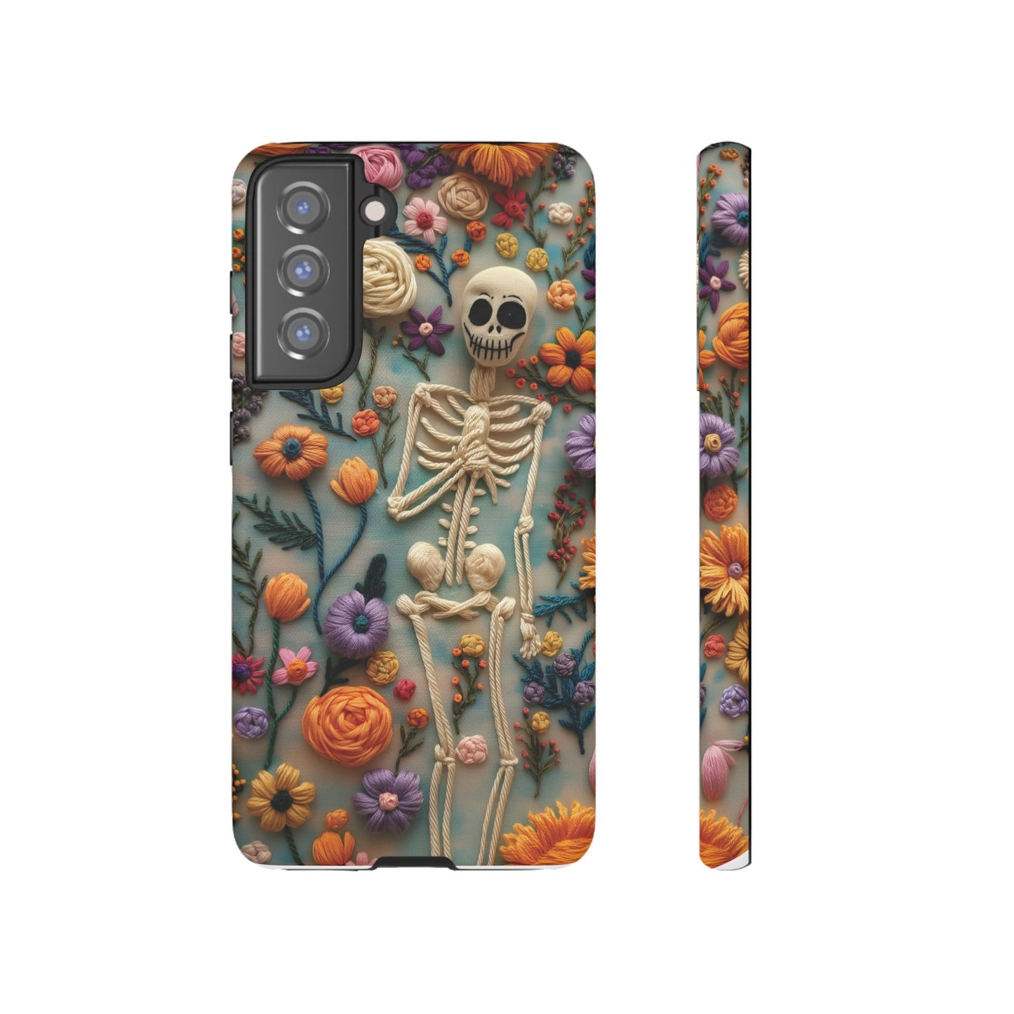 Spooky Floral Skeleton Phone Case – Unique Artistic Design for iPhone, Samsung, Google Pixel