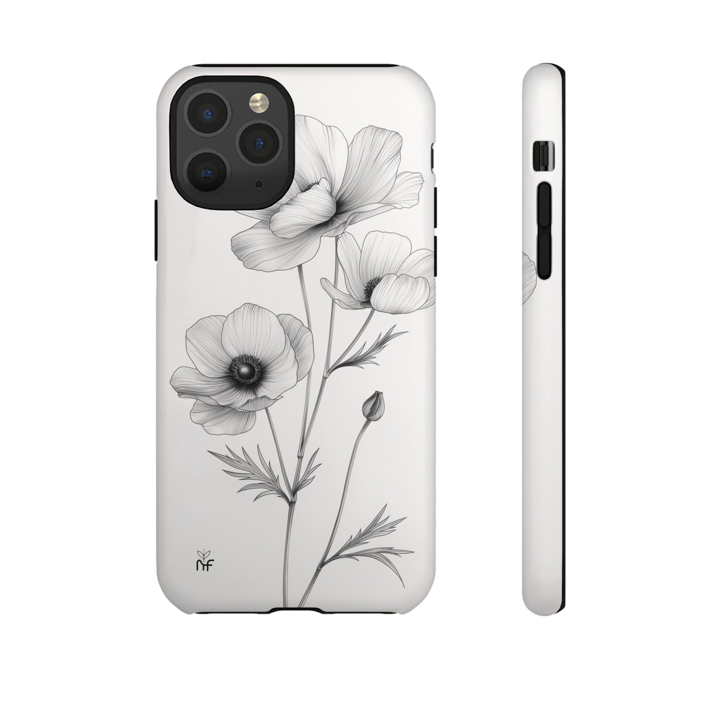 Elegant Monochrome Floral Phone Case – Minimalist Modern Design for iPhone, Samsung, Google Pixel Tough Case - NovaFlair