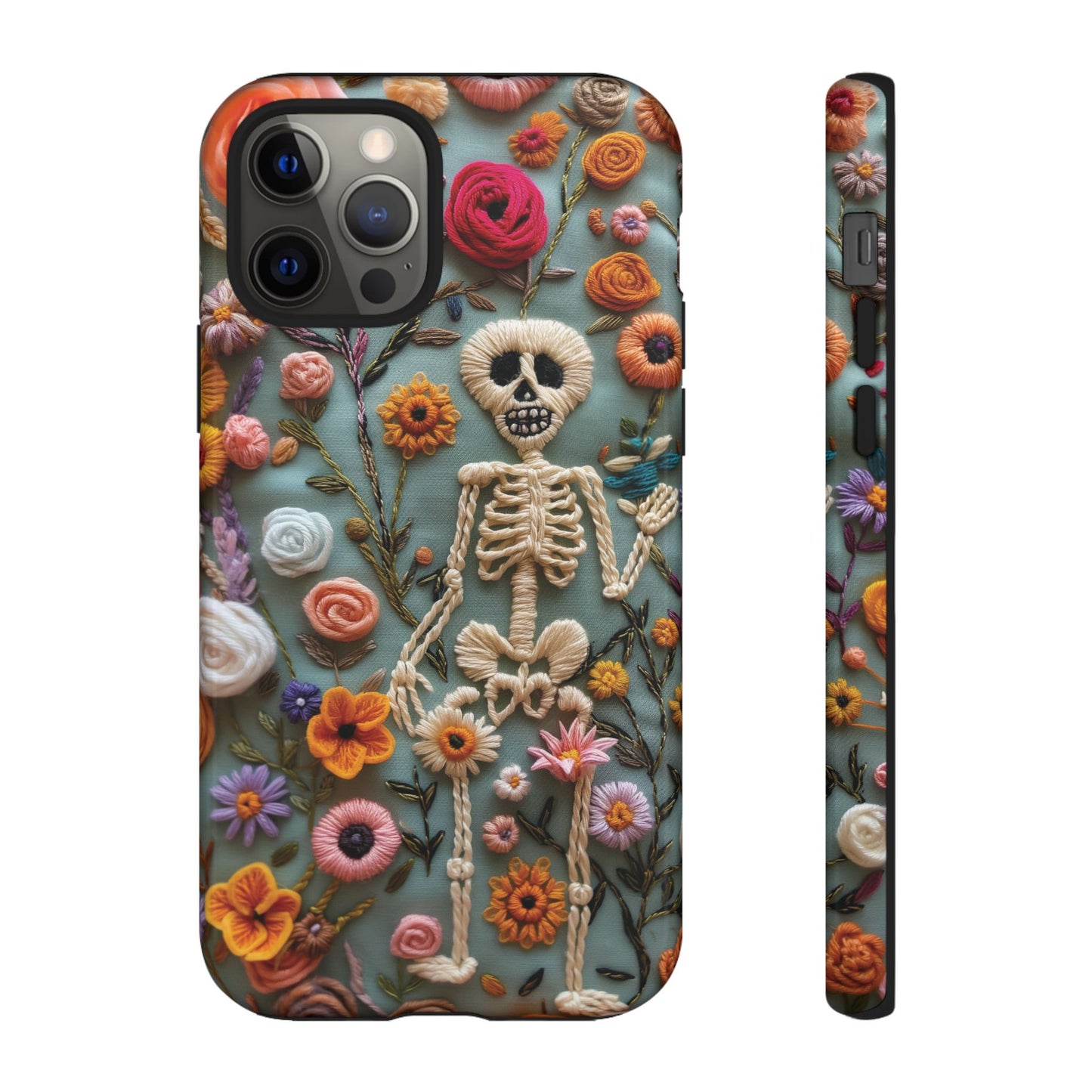 Gothic Floral Skeleton Phone Case – Unique Artistic Design for iPhone, Samsung, Google Pixel