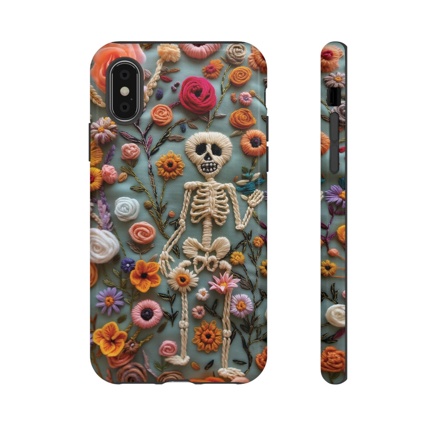 Gothic Floral Skeleton Phone Case – Unique Artistic Design for iPhone, Samsung, Google Pixel - NovaFlair
