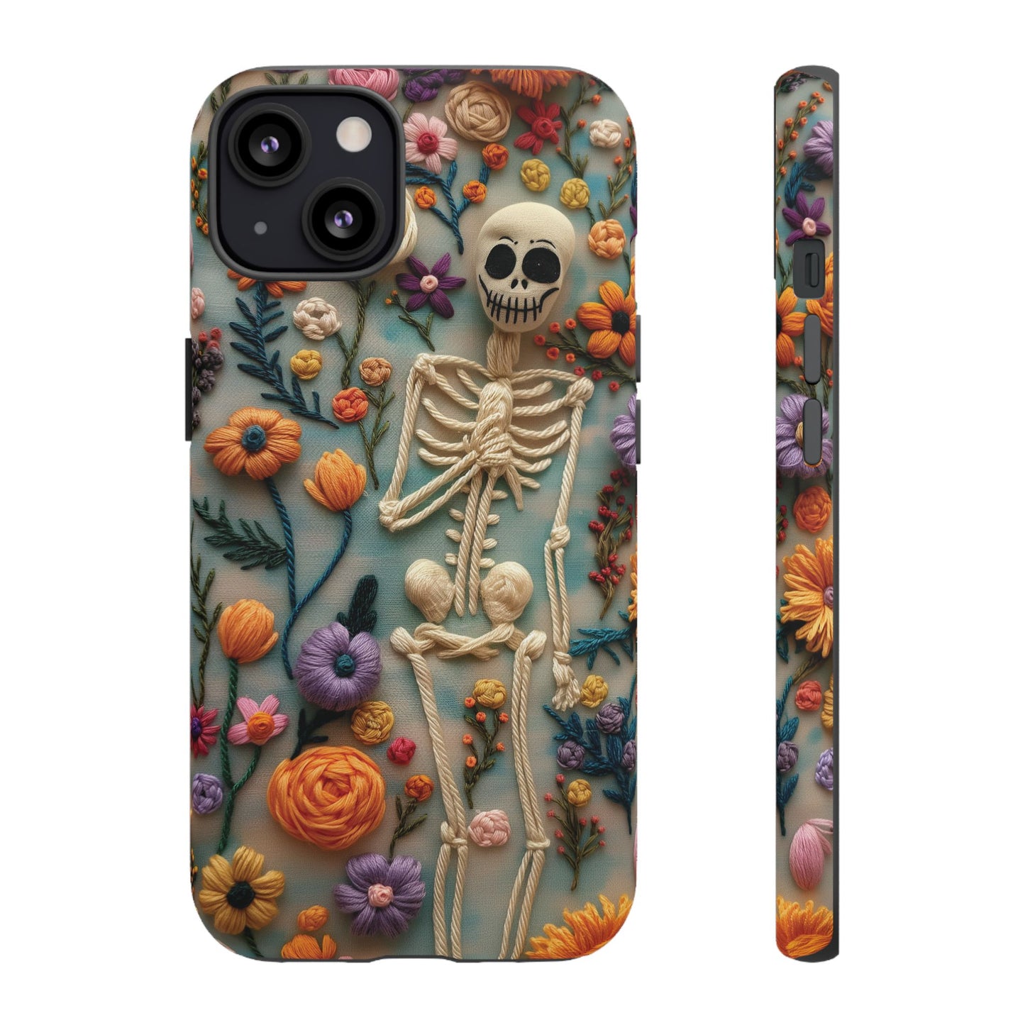 Spooky Floral Skeleton Phone Case – Unique Artistic Design for iPhone, Samsung, Google Pixel