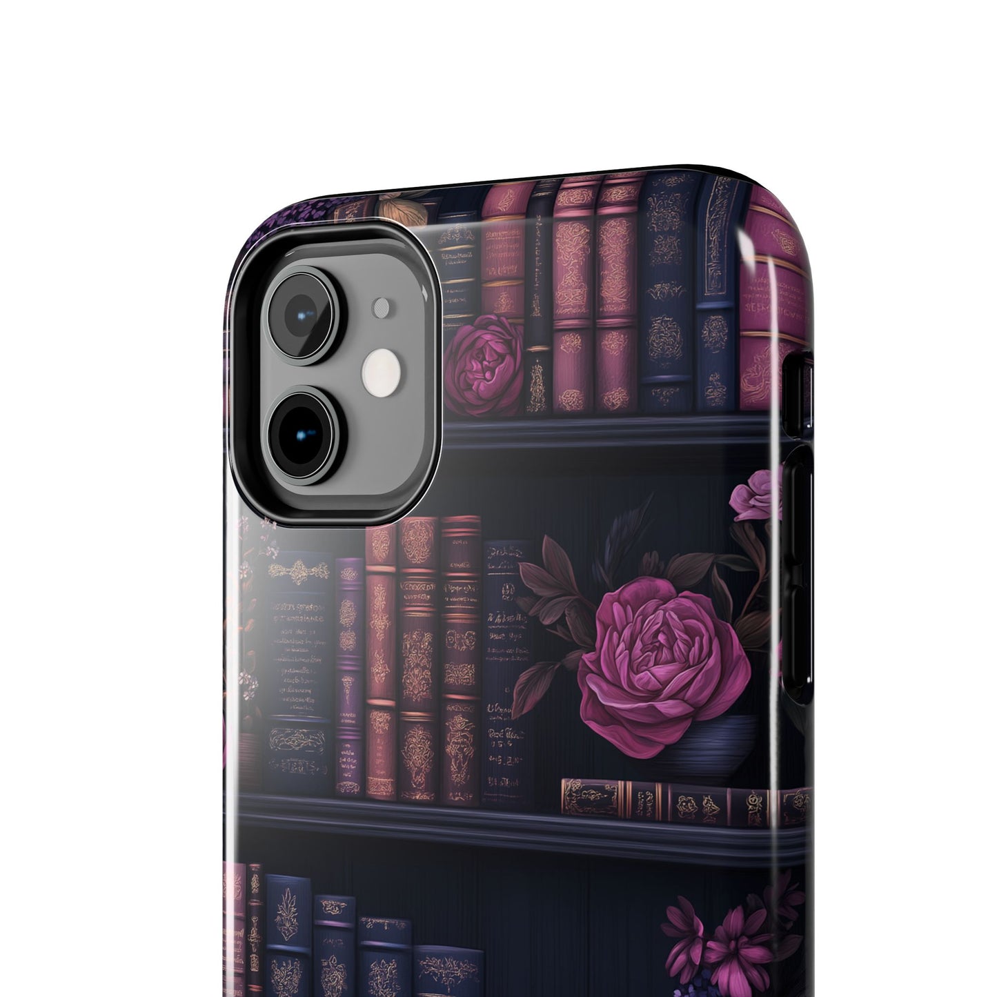 Goth dark academia books floral purple Phone