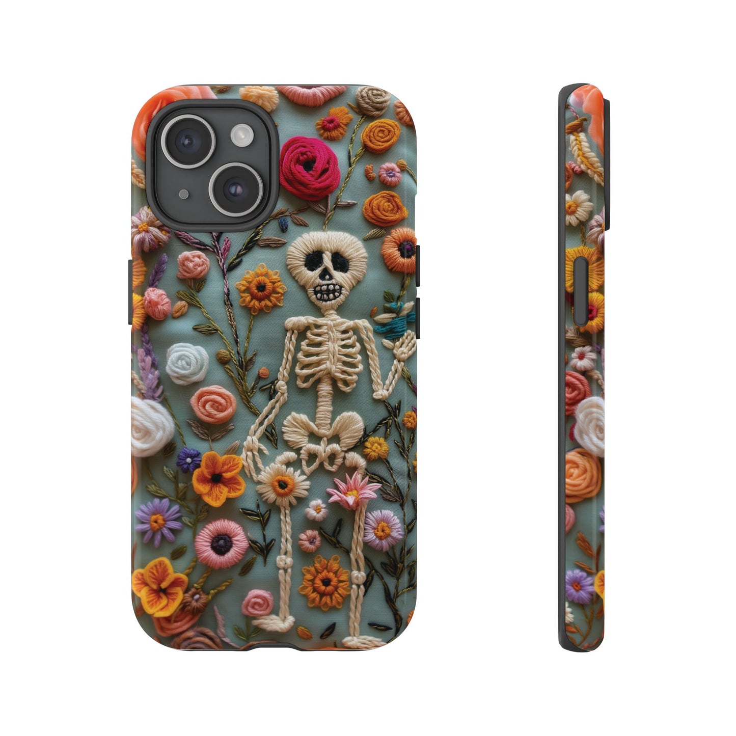 Gothic Floral Skeleton Phone Case – Unique Artistic Design for iPhone, Samsung, Google Pixel