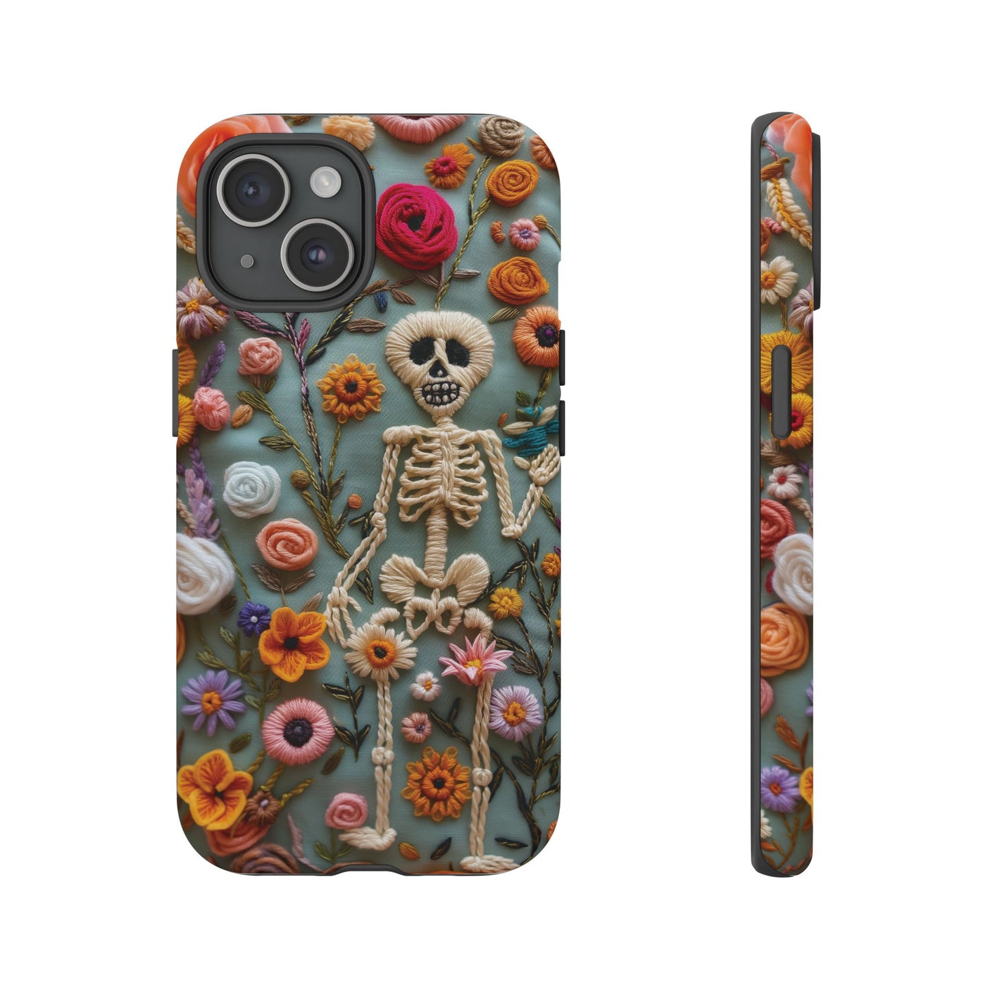 Gothic Floral Skeleton Phone Case – Unique Artistic Design for iPhone, Samsung, Google Pixel