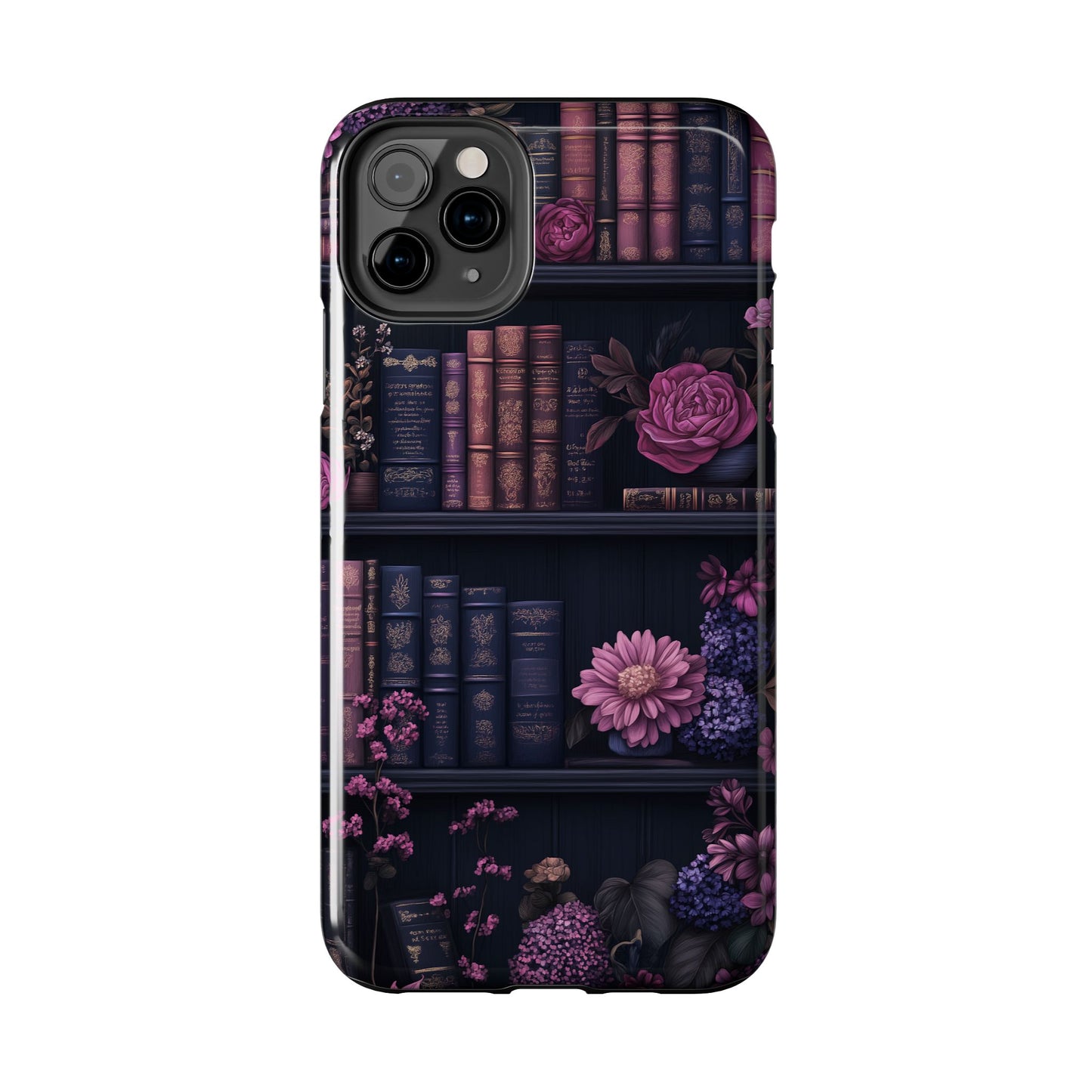 Goth dark academia books floral purple Phone