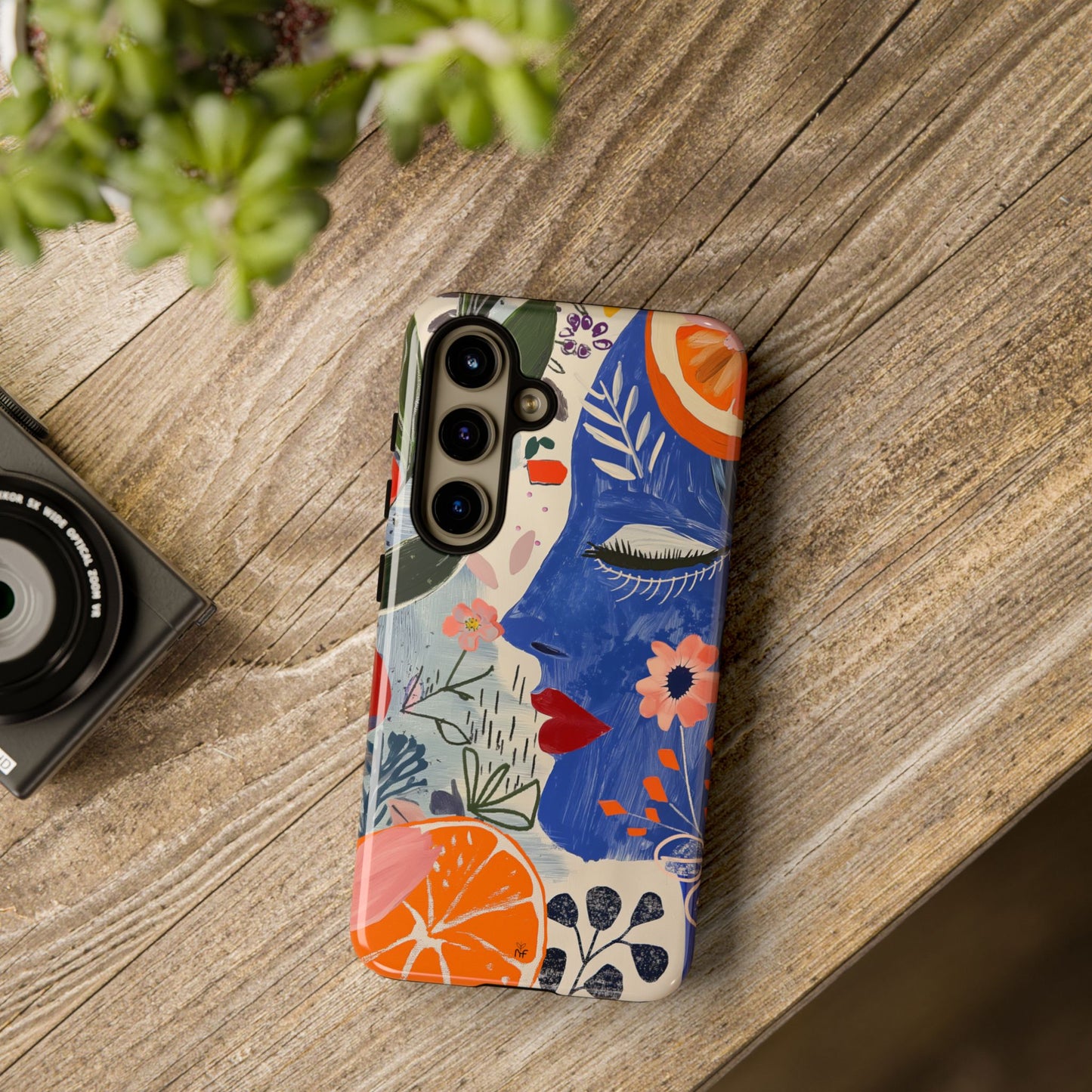 Vibrant Abstract Face & Floral Phone Case – Artistic Design for iPhone, Samsung, Google Pixel