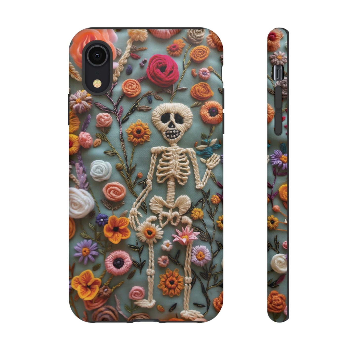 Gothic Floral Skeleton Phone Case – Unique Artistic Design for iPhone, Samsung, Google Pixel - NovaFlair