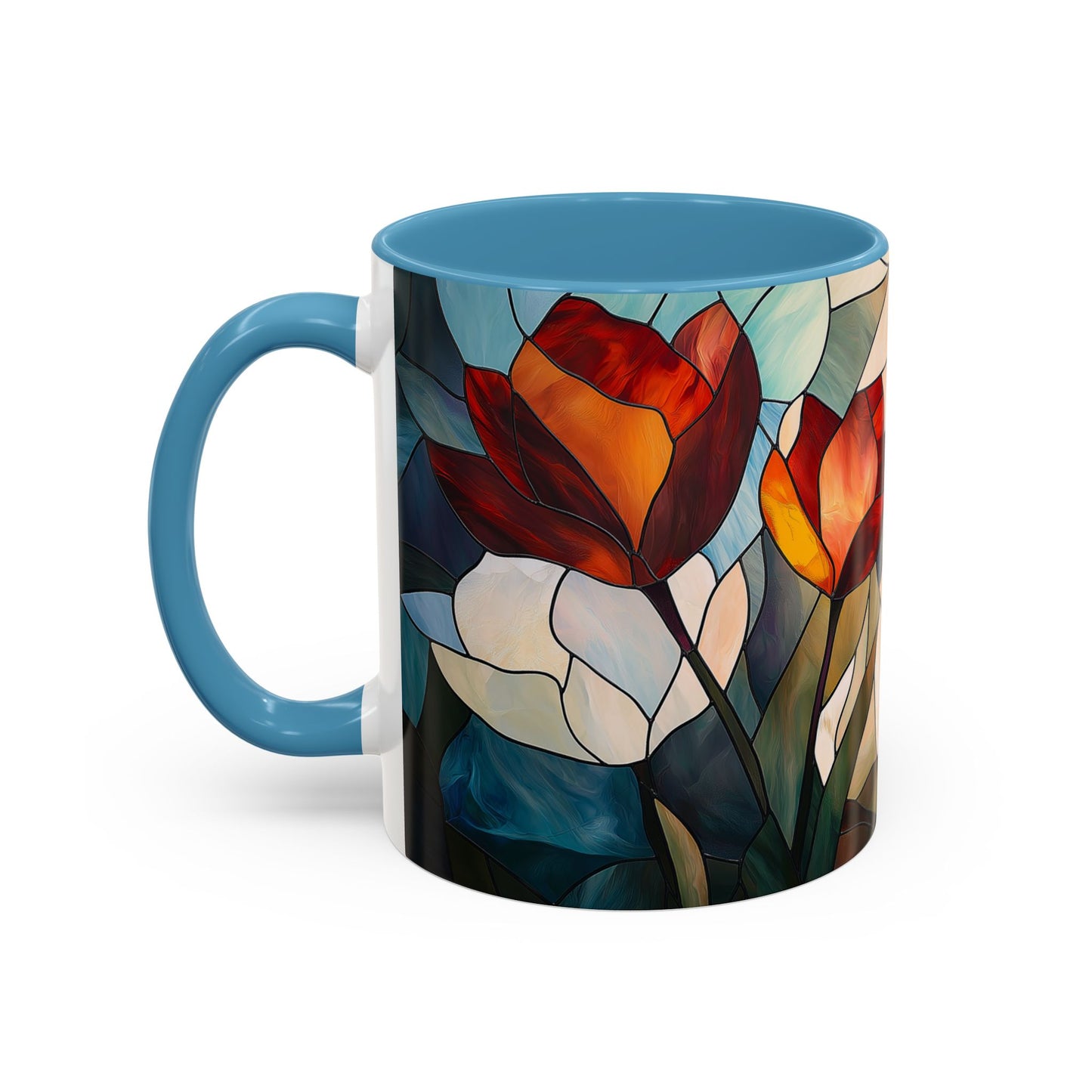 Stained Glass Floral Coffee Mug, Floral Art Drinkware, Gift for Flower Lovers, Home Decor, Mother's Day Present