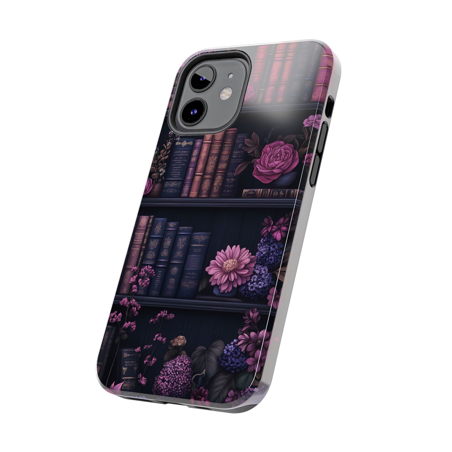 Goth dark academia books floral purple Phone