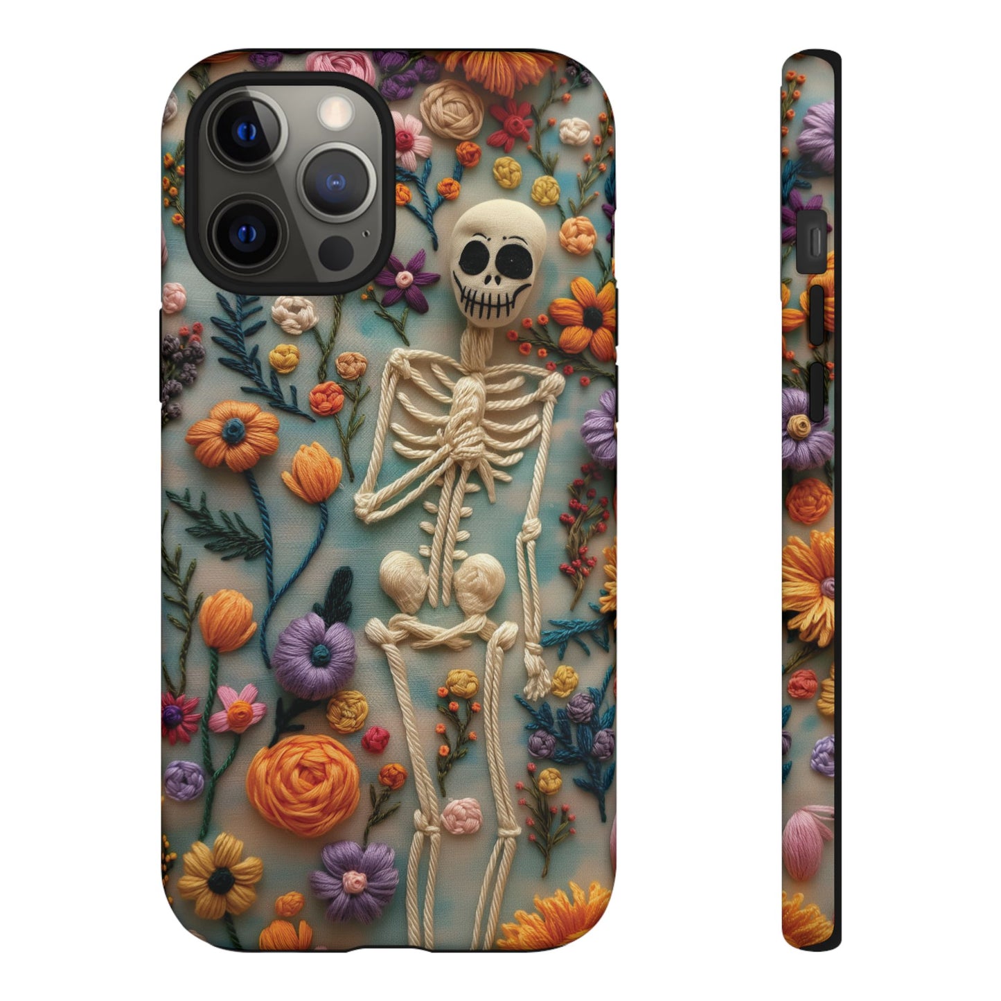 Spooky Floral Skeleton Phone Case – Unique Artistic Design for iPhone, Samsung, Google Pixel