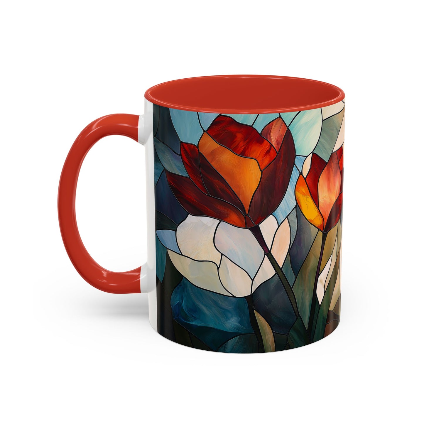 Stained Glass Floral Coffee Mug, Floral Art Drinkware, Gift for Flower Lovers, Home Decor, Mother's Day Present
