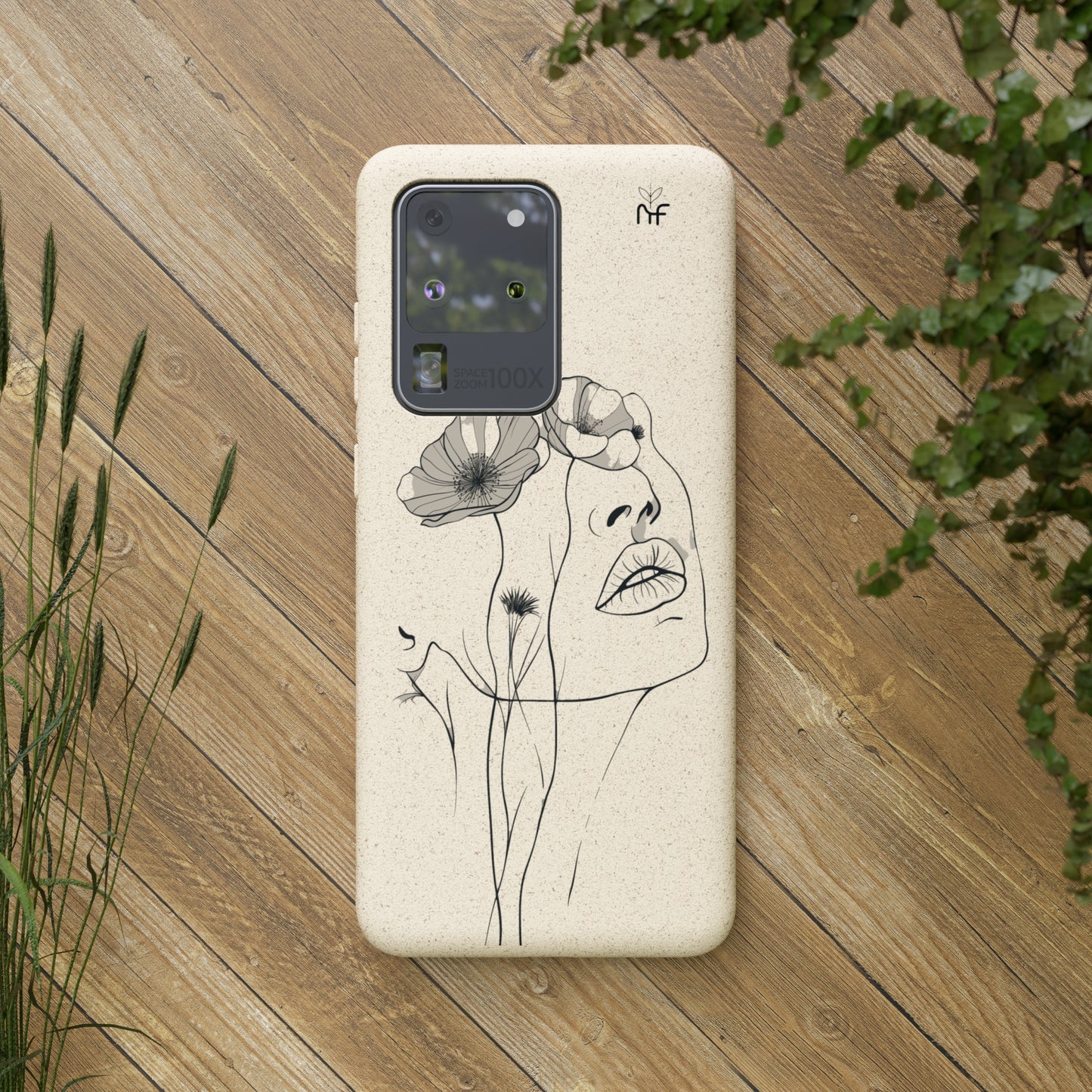 Minimalist Floral Line Art Biodegradable Phone Case – Elegant Eco-Friendly Design for iPhone, Samsung Tough Case