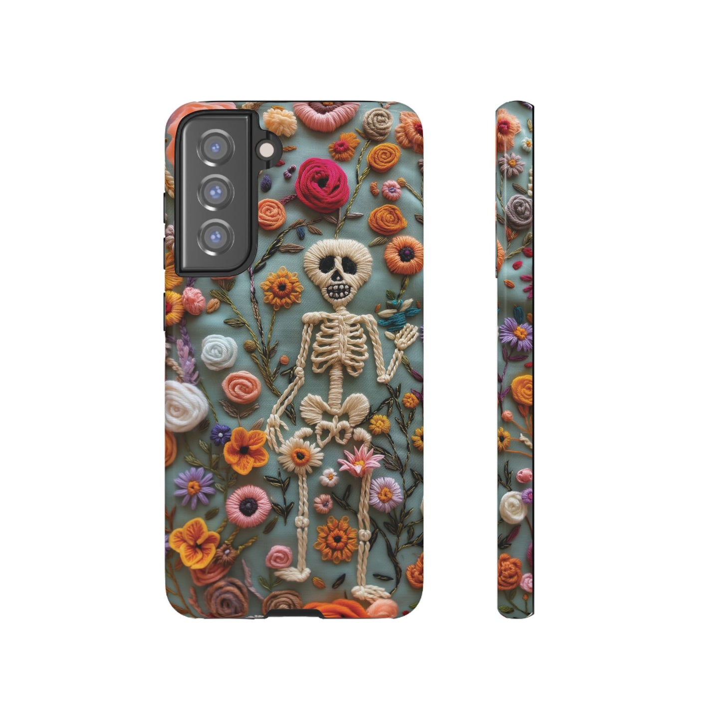Gothic Floral Skeleton Phone Case – Unique Artistic Design for iPhone, Samsung, Google Pixel