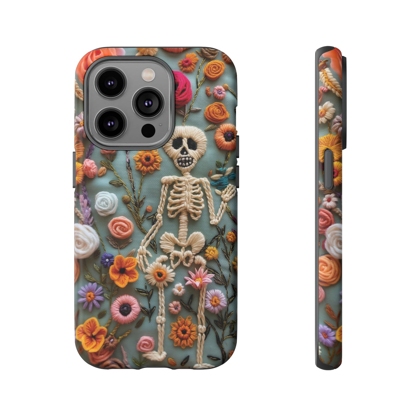 Gothic Floral Skeleton Phone Case – Unique Artistic Design for iPhone, Samsung, Google Pixel