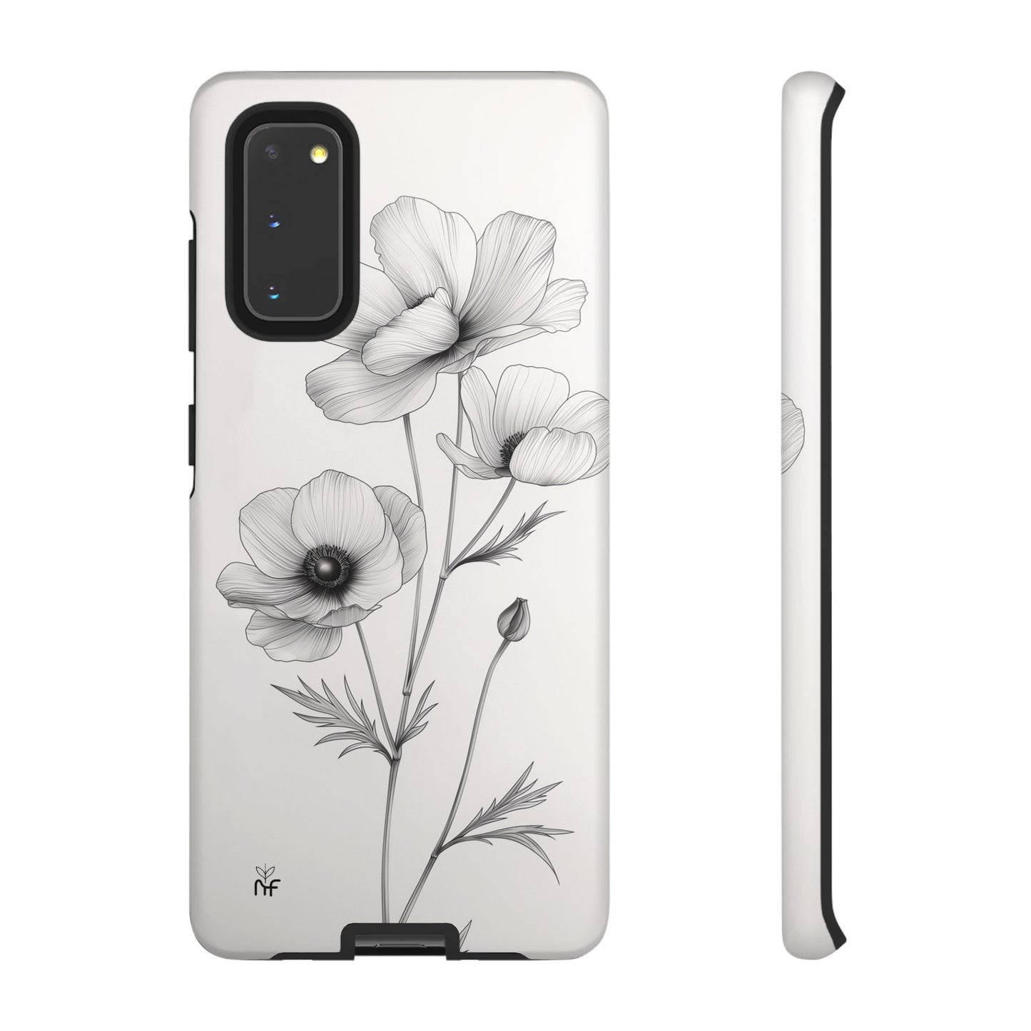 Elegant Monochrome Floral Phone Case – Minimalist Modern Design for iPhone, Samsung, Google Pixel Tough Case - NovaFlair