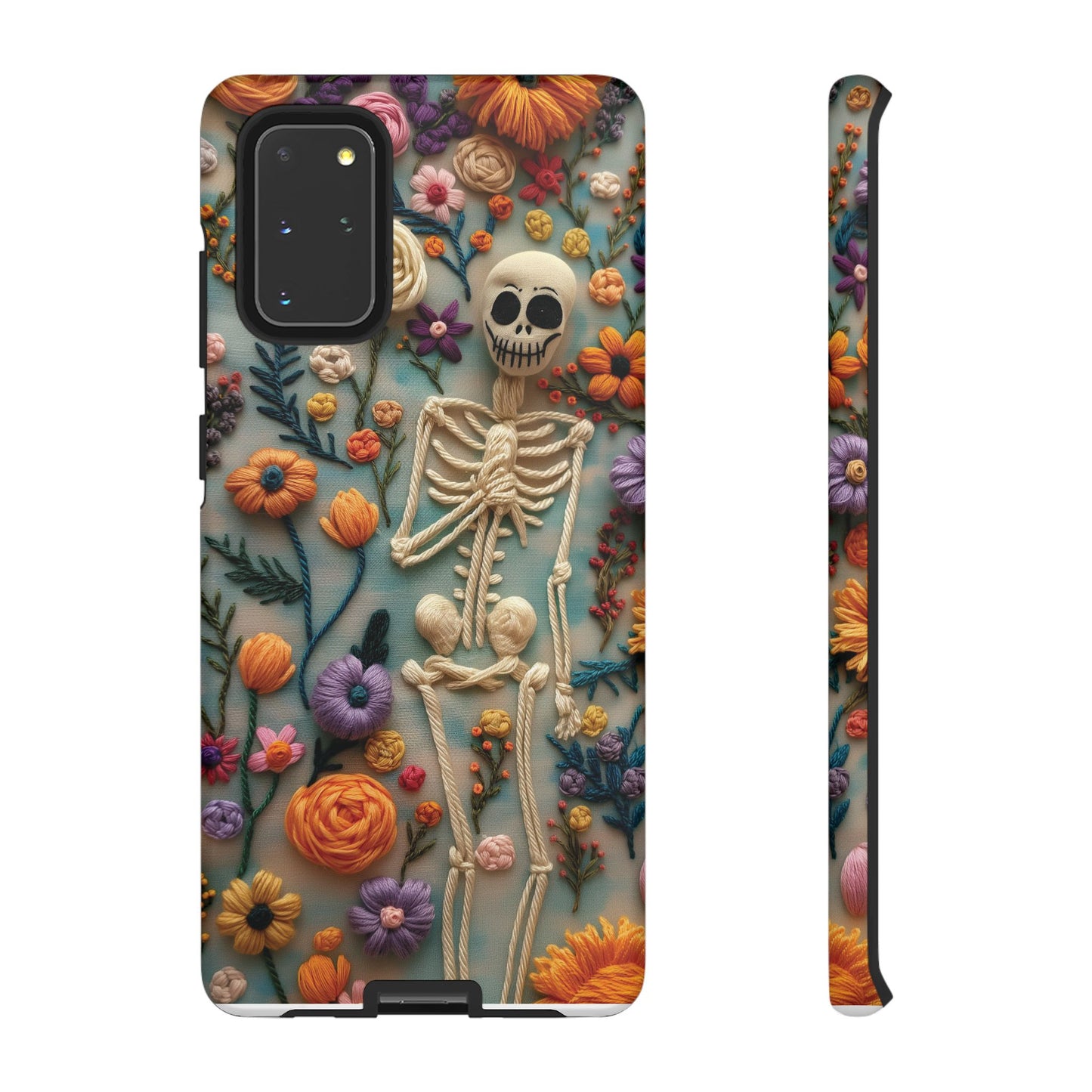 Spooky Floral Skeleton Phone Case – Unique Artistic Design for iPhone, Samsung, Google Pixel