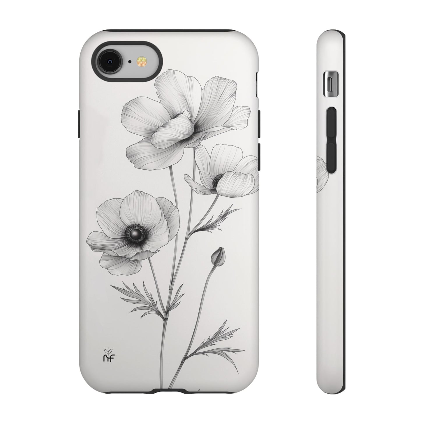 Elegant Monochrome Floral Phone Case – Minimalist Modern Design for iPhone, Samsung, Google Pixel Tough Case - NovaFlair