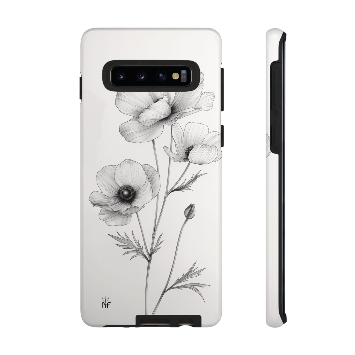 Elegant Monochrome Floral Phone Case – Minimalist Modern Design for iPhone, Samsung, Google Pixel Tough Case - NovaFlair