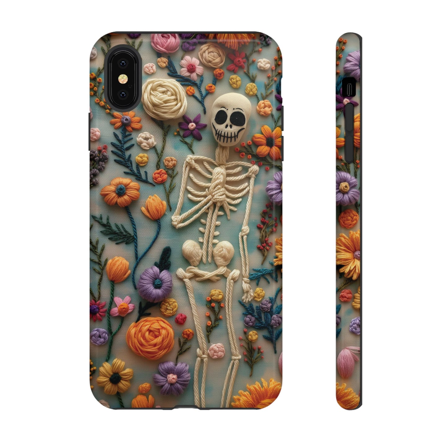 Spooky Floral Skeleton Phone Case – Unique Artistic Design for iPhone, Samsung, Google Pixel