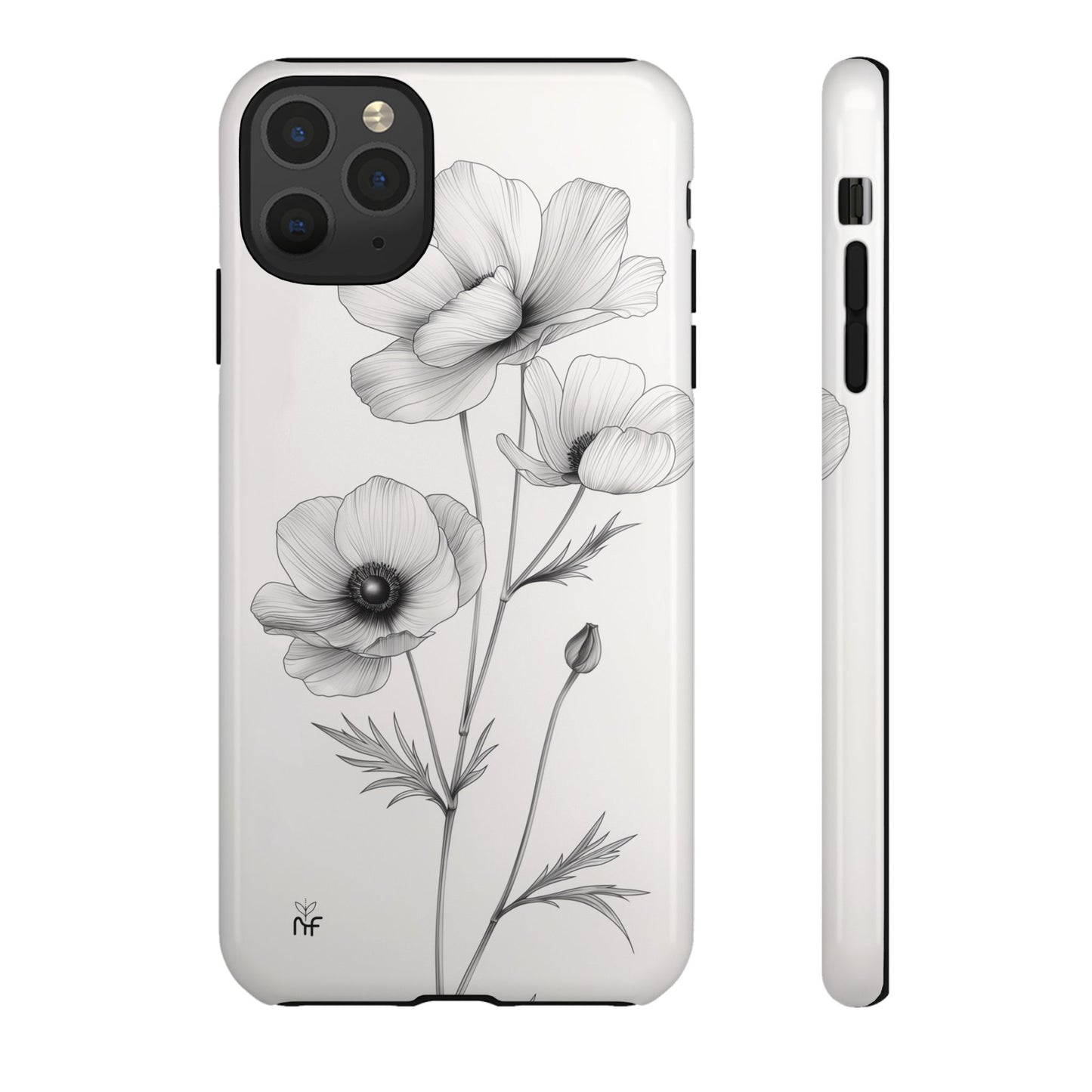 Elegant Monochrome Floral Phone Case – Minimalist Modern Design for iPhone, Samsung, Google Pixel Tough Case - NovaFlair