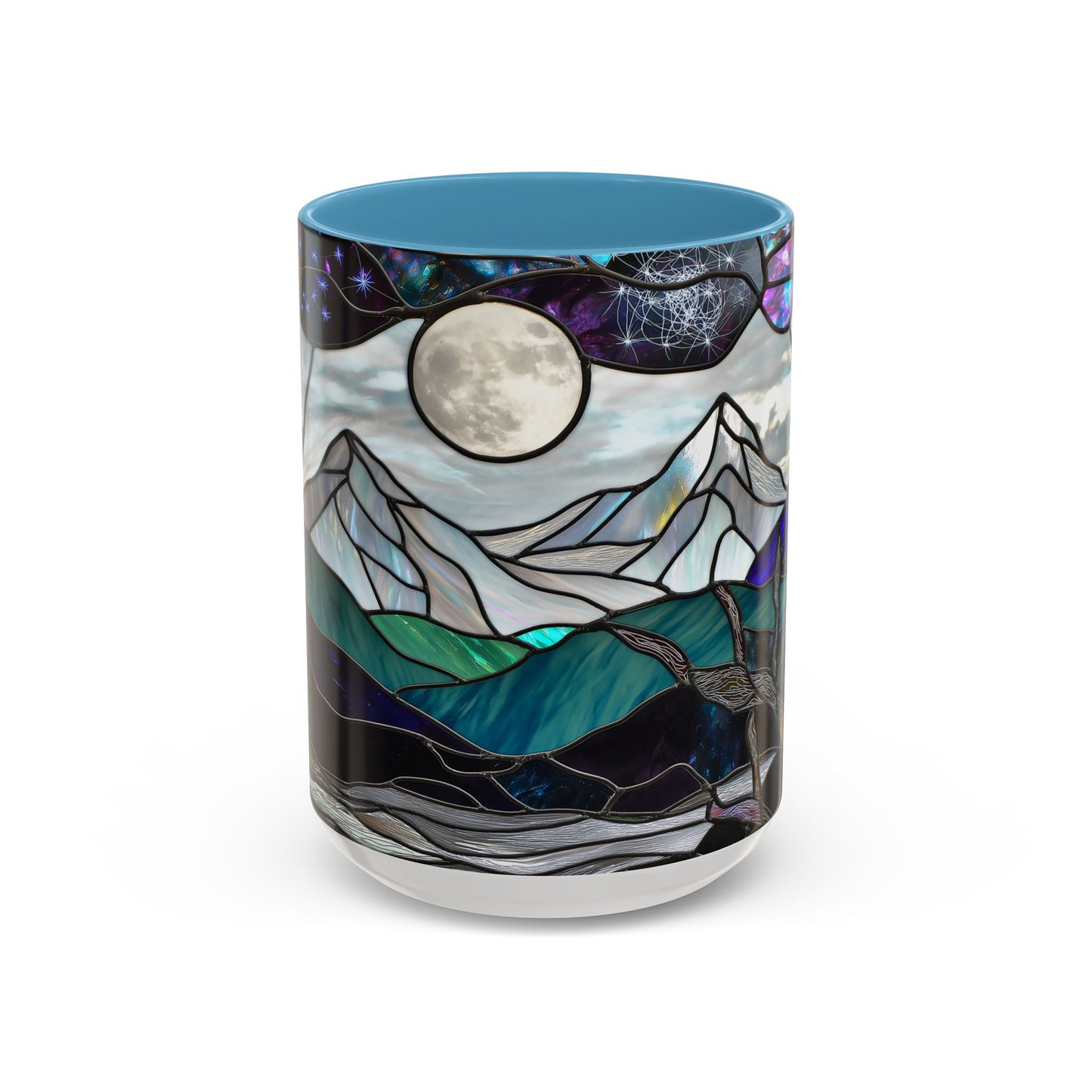 Stained Glass Mountains Mug Mountain Range Coffee Mug Outdoor Lover Gift Outdoor Designs Cup Adventure Mug Hiking Moutain Lover Gift 15oz