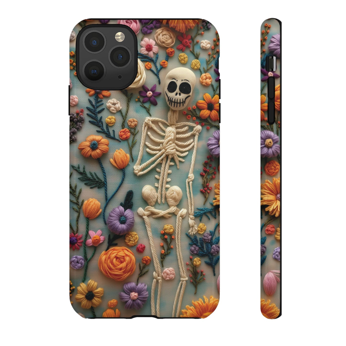 Spooky Floral Skeleton Phone Case – Unique Artistic Design for iPhone, Samsung, Google Pixel