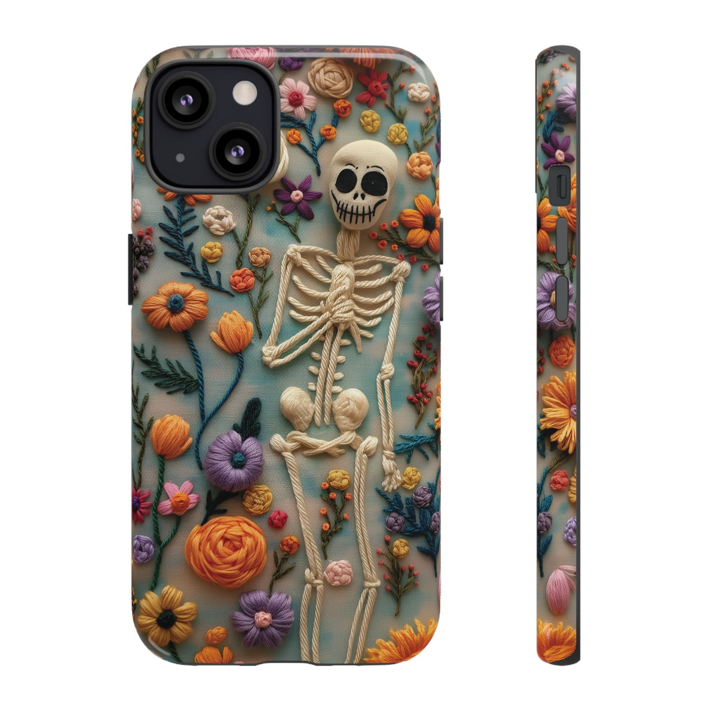 Spooky Floral Skeleton Phone Case – Unique Artistic Design for iPhone, Samsung, Google Pixel