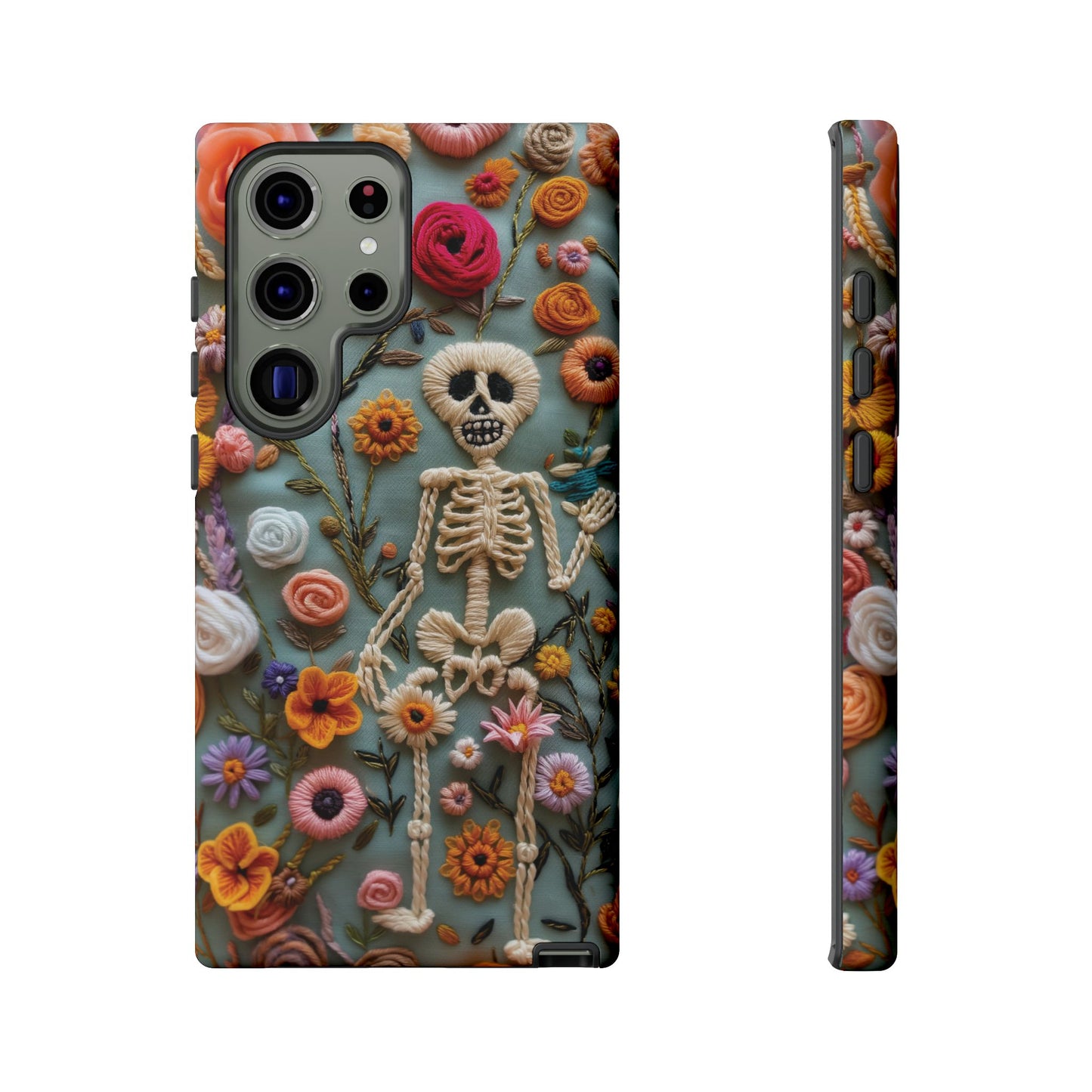 Gothic Floral Skeleton Phone Case – Unique Artistic Design for iPhone, Samsung, Google Pixel