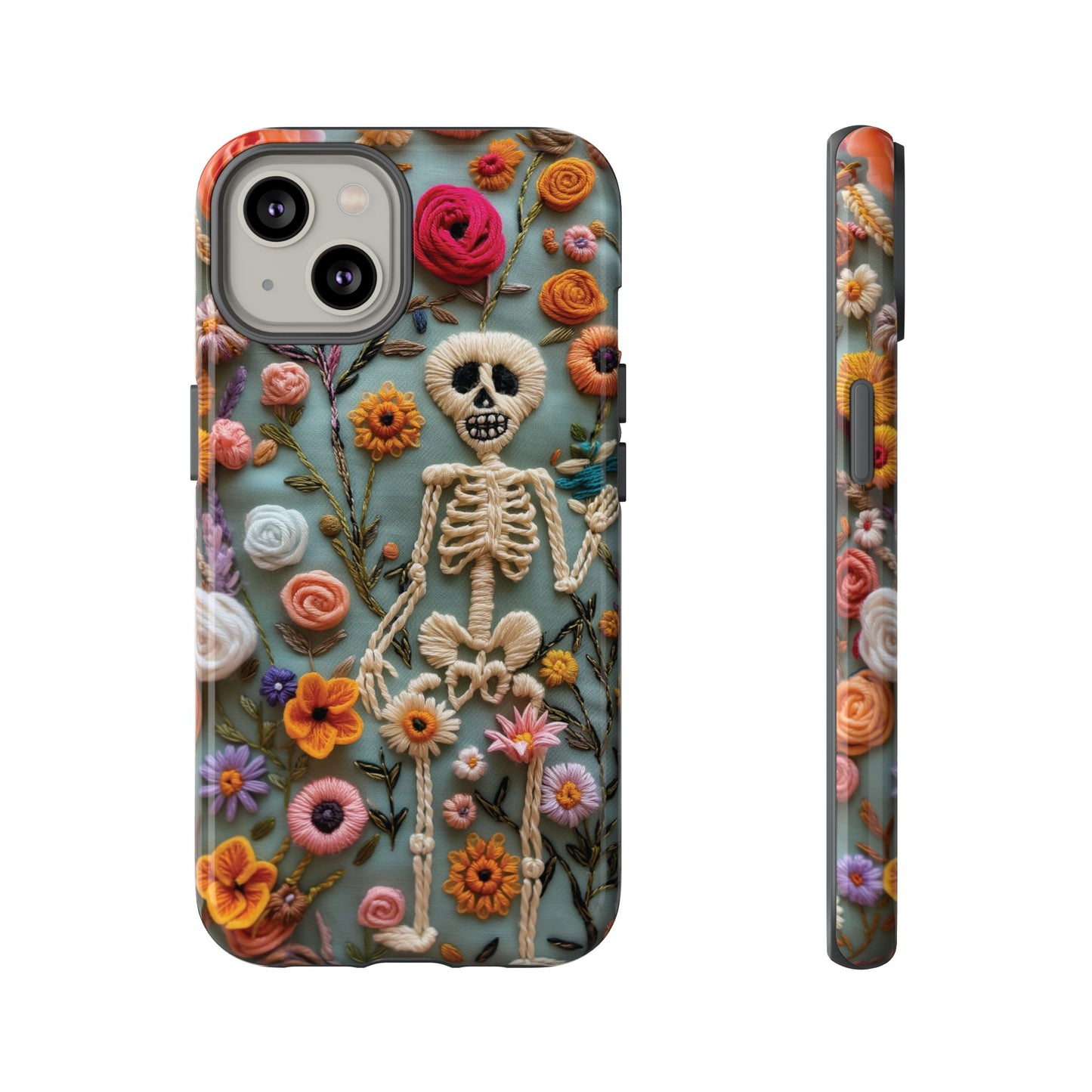 Gothic Floral Skeleton Phone Case – Unique Artistic Design for iPhone, Samsung, Google Pixel