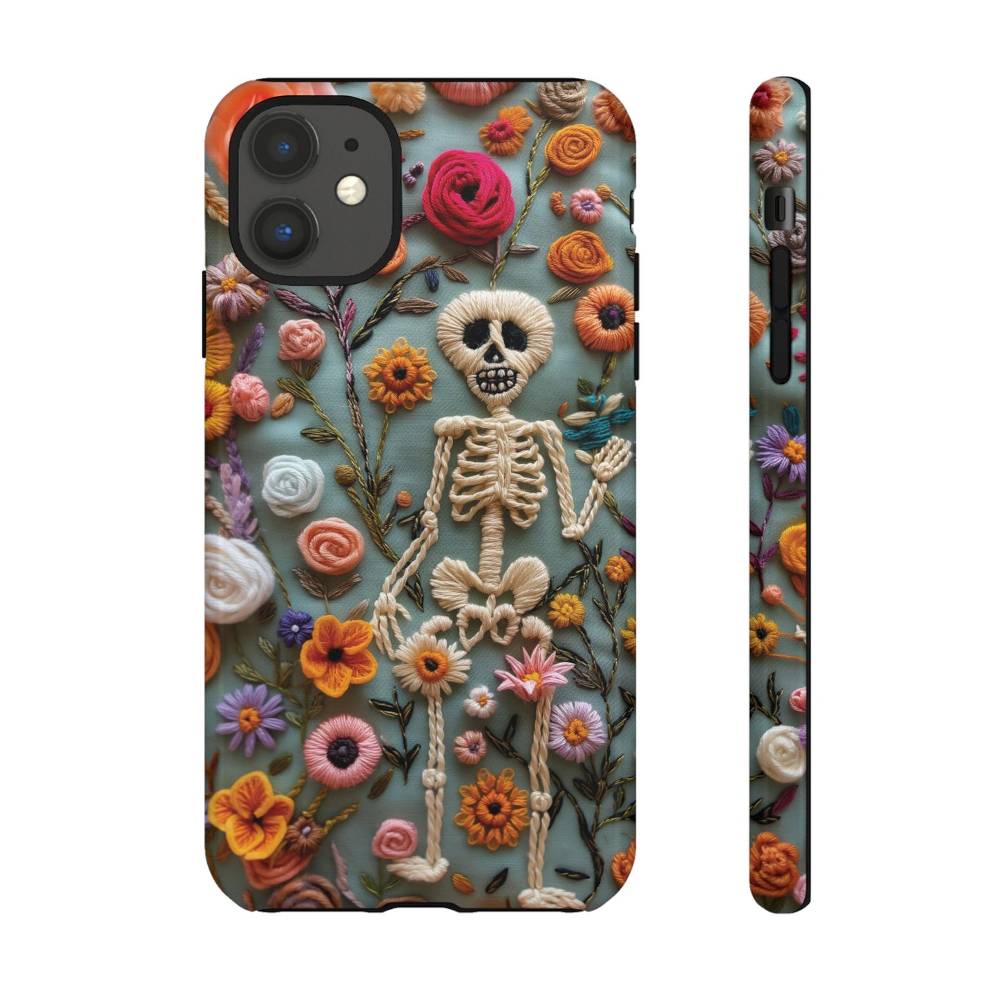 Gothic Floral Skeleton Phone Case – Unique Artistic Design for iPhone, Samsung, Google Pixel - NovaFlair