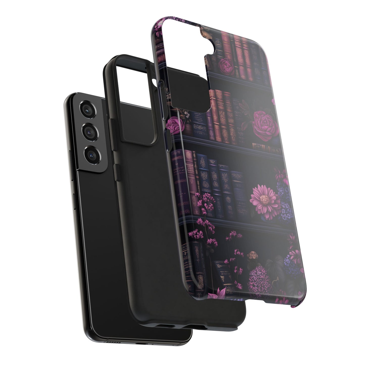 Goth dark academia books floral purple Phone