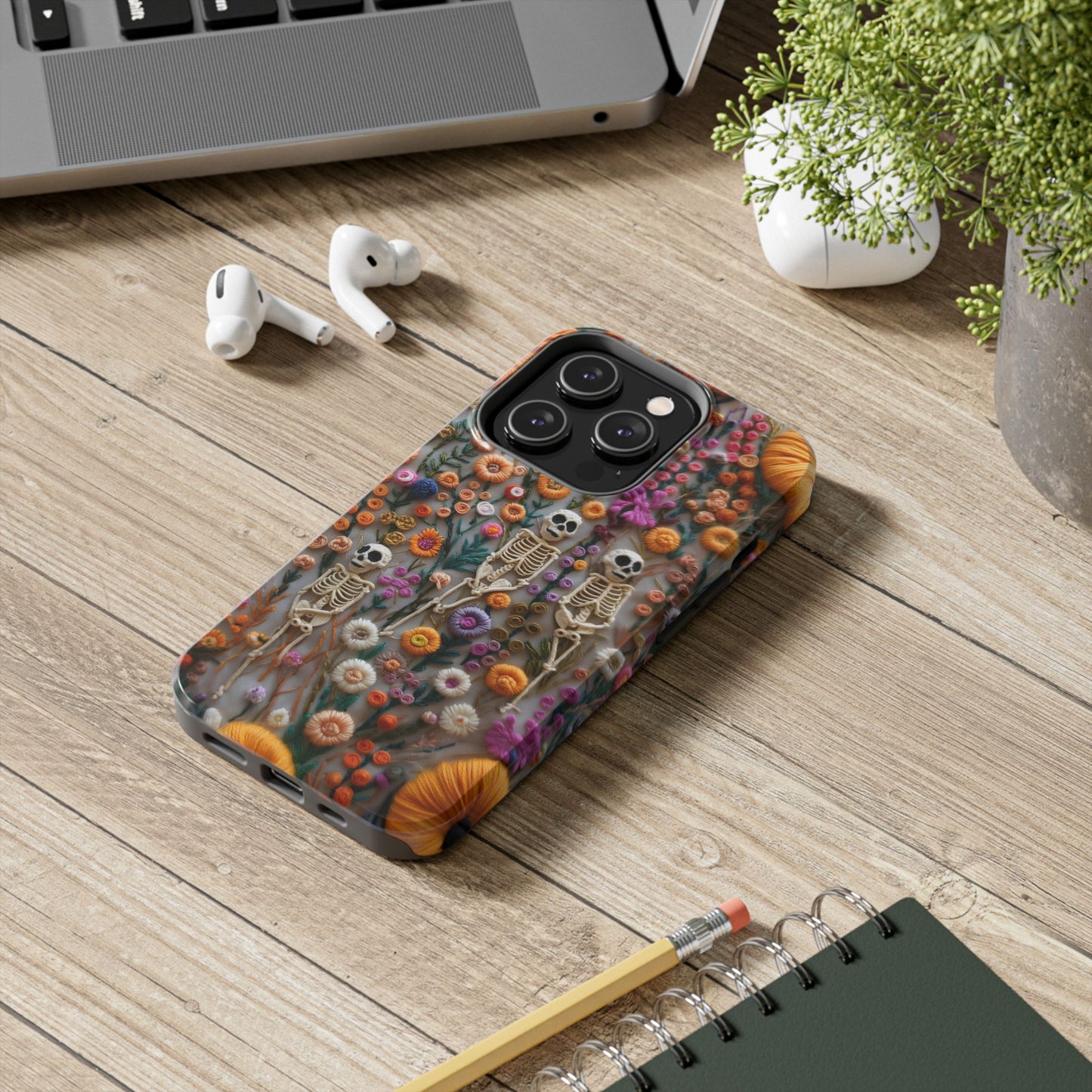 Vintage Skeletons in Floral Bloom Phone Case – Unique Artistic Design for iPhone, Samsung, Tough cases