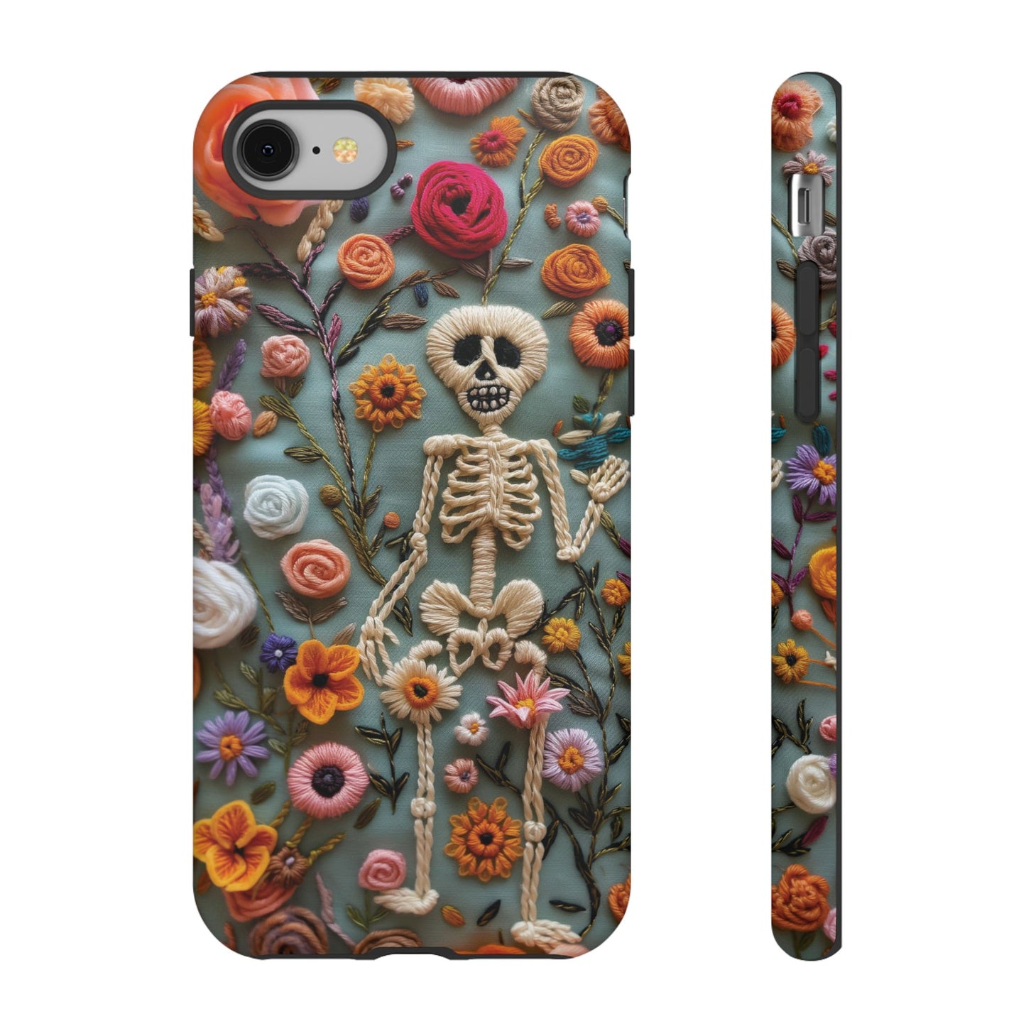 Gothic Floral Skeleton Phone Case – Unique Artistic Design for iPhone, Samsung, Google Pixel - NovaFlair