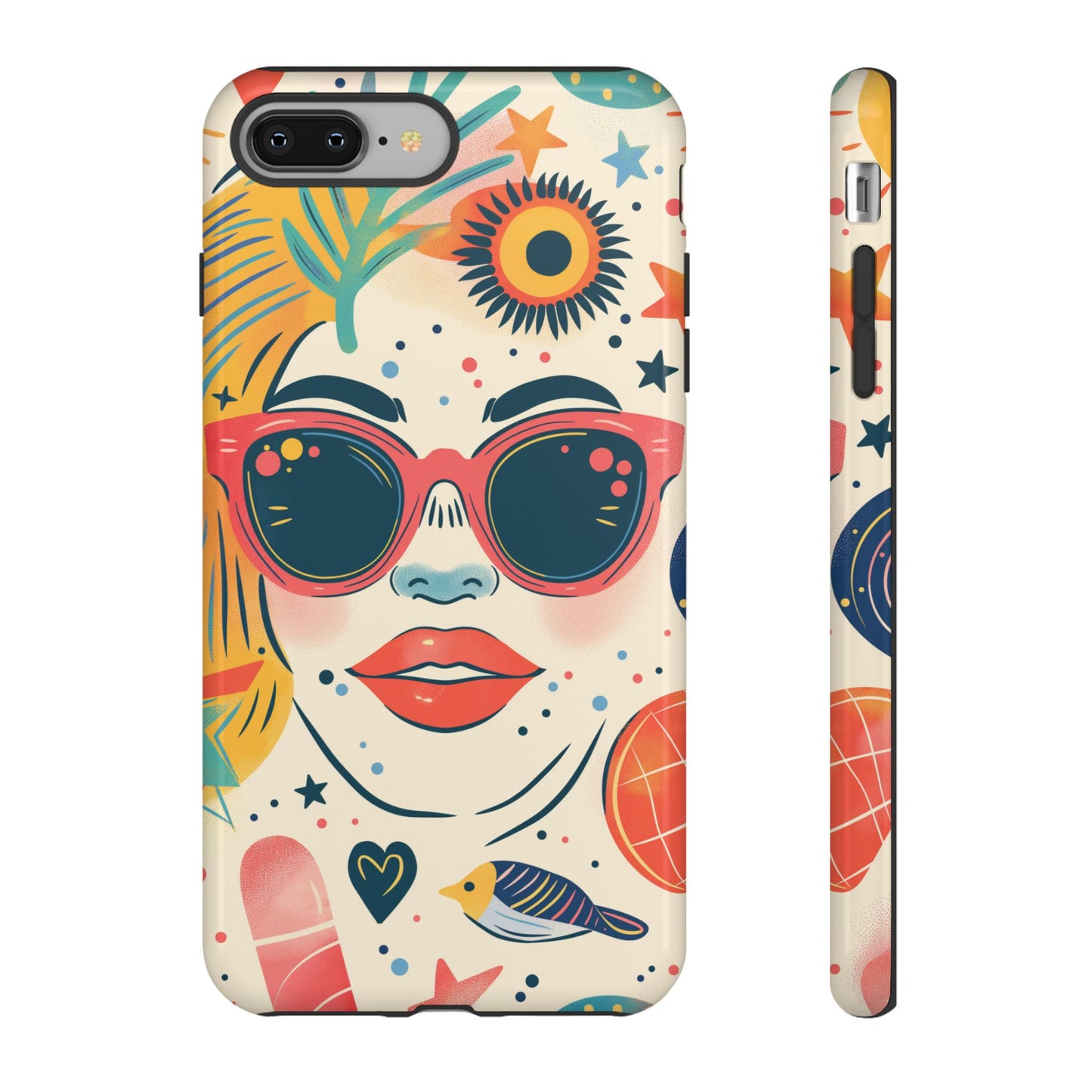 Retro Pop Boho Art Phone Case – Vibrant Sunglasses Collage Design for iPhone, Samsung, Google Pixel Tough Case - NovaFlair