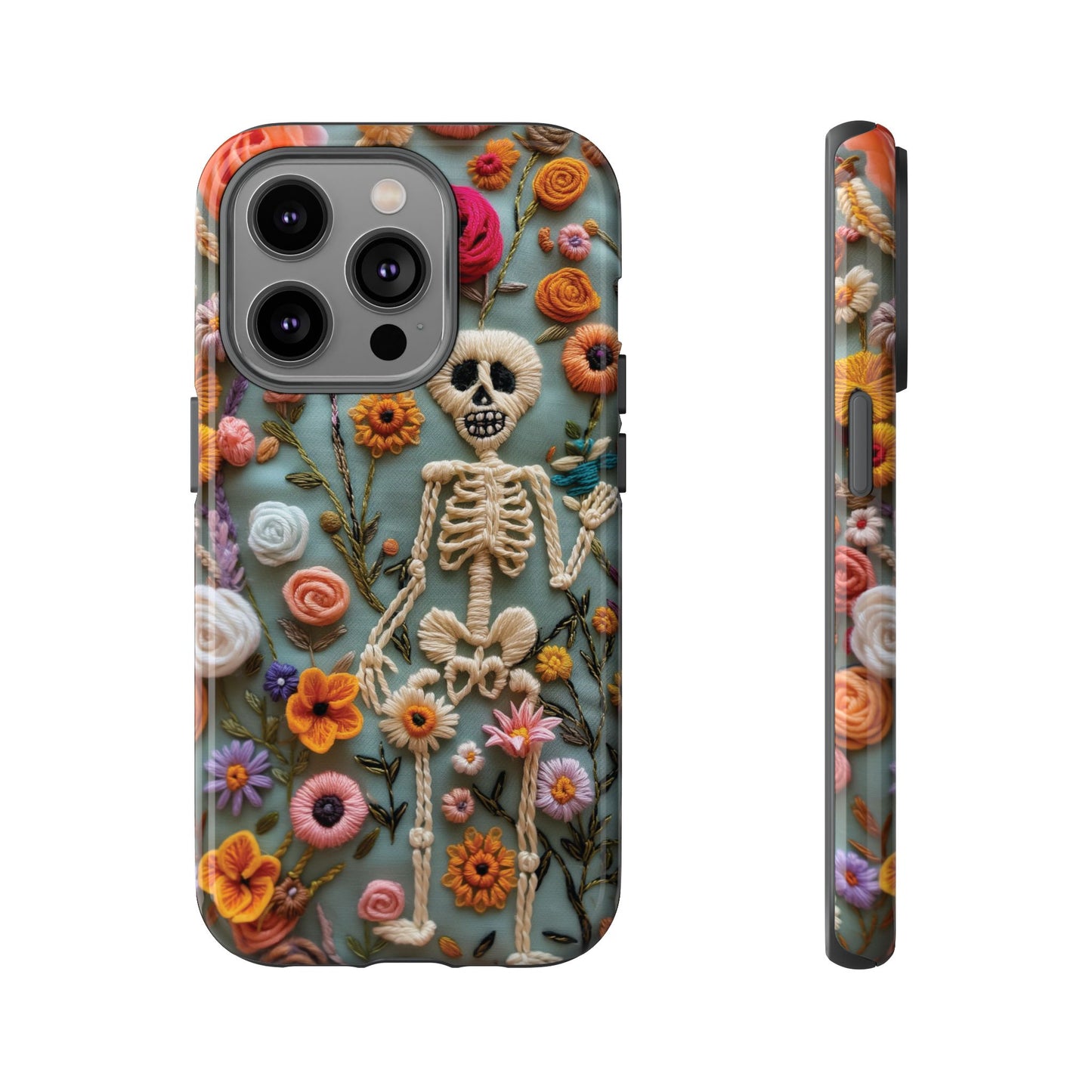 Gothic Floral Skeleton Phone Case – Unique Artistic Design for iPhone, Samsung, Google Pixel